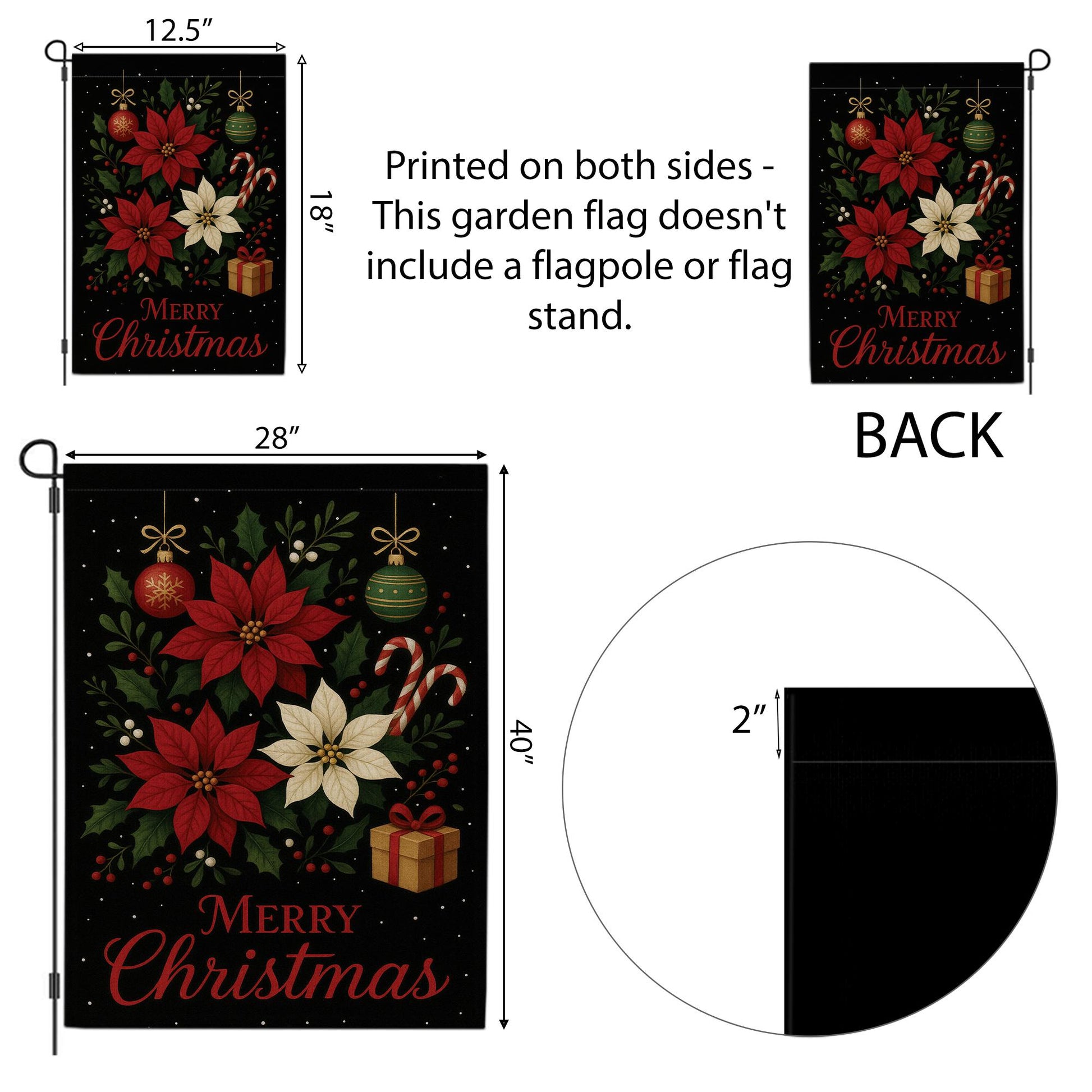 Merry Christmas Garden Flag: Poinsettia Christmas Decor