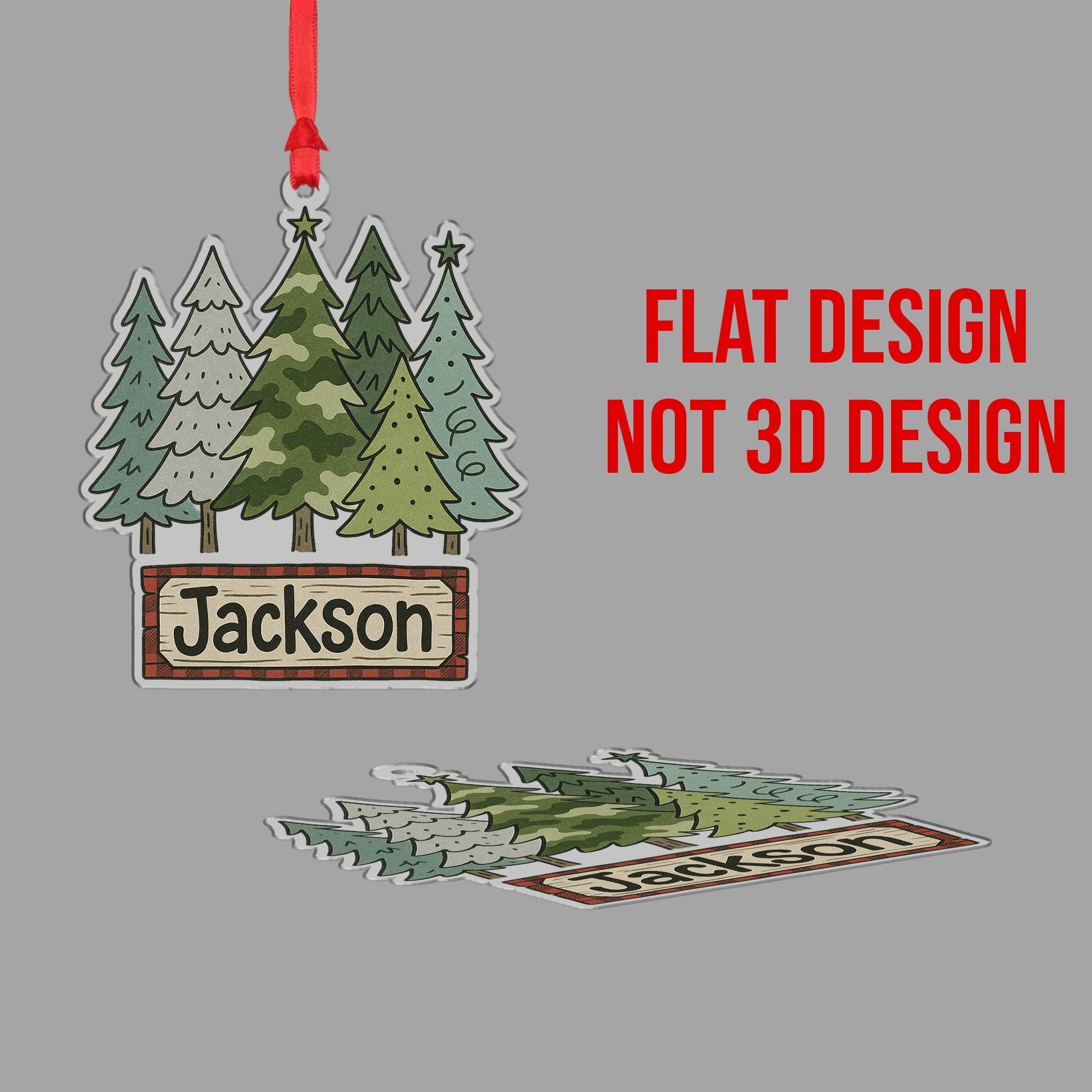 Personalized Pine Tree Forest Ornament - Rustic Cabin Decor, Outdoorsman Gift