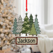 Personalized Pine Tree Forest Ornament - Rustic Cabin Decor, Outdoorsman Gift