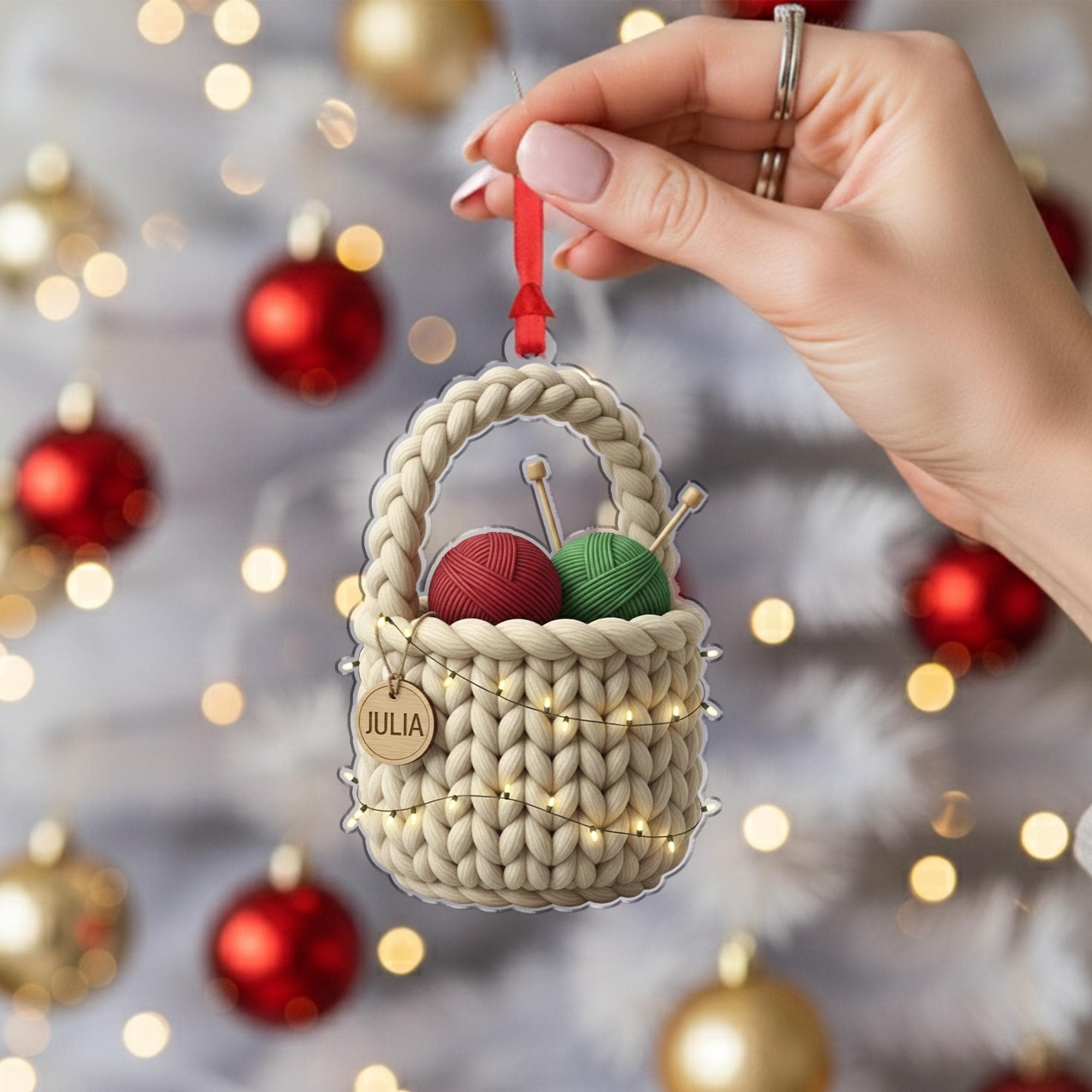 Personalized Rainbow Fabric Christmas Tree Ornament - Sewing Hobby Decor