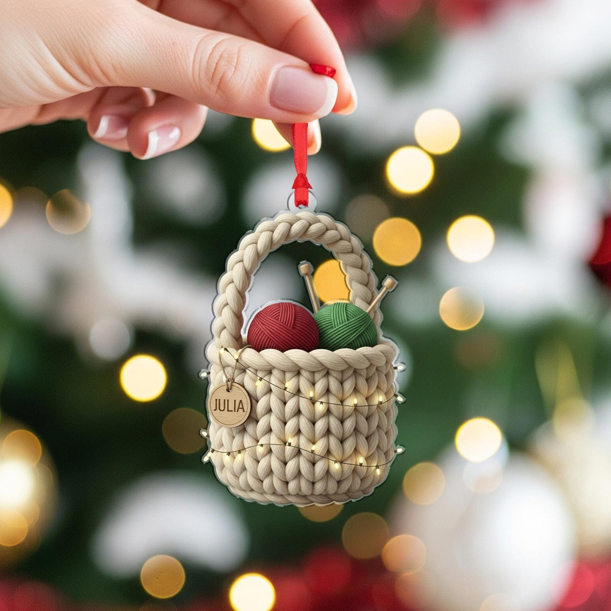 Personalized Rainbow Fabric Christmas Tree Ornament - Sewing Hobby Decor