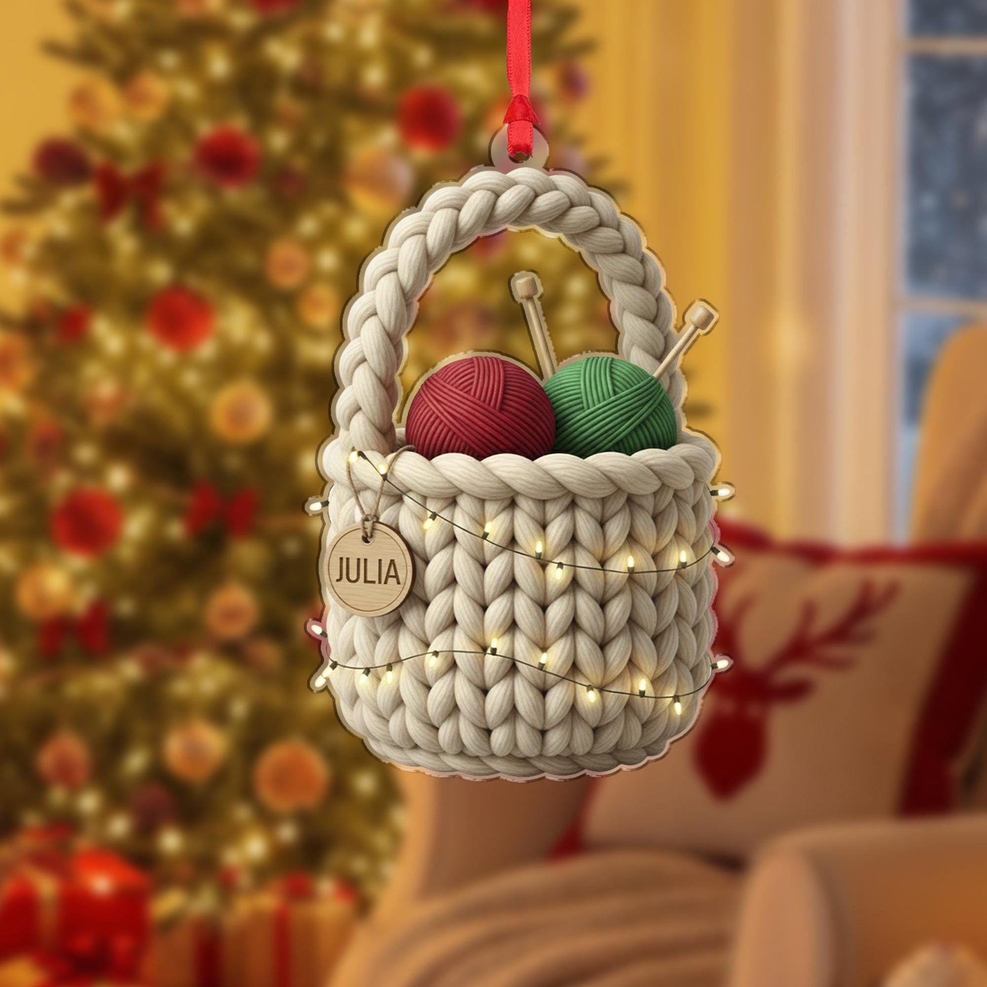 Personalized Rainbow Fabric Christmas Tree Ornament - Sewing Hobby Decor