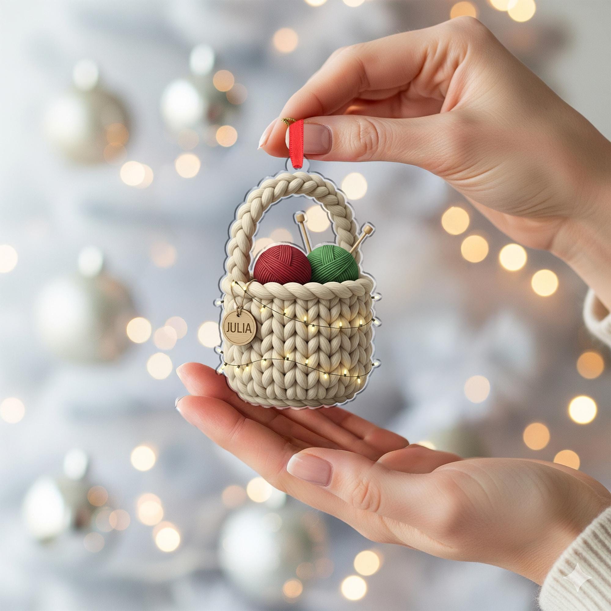 Personalized Rainbow Fabric Christmas Tree Ornament - Sewing Hobby Decor