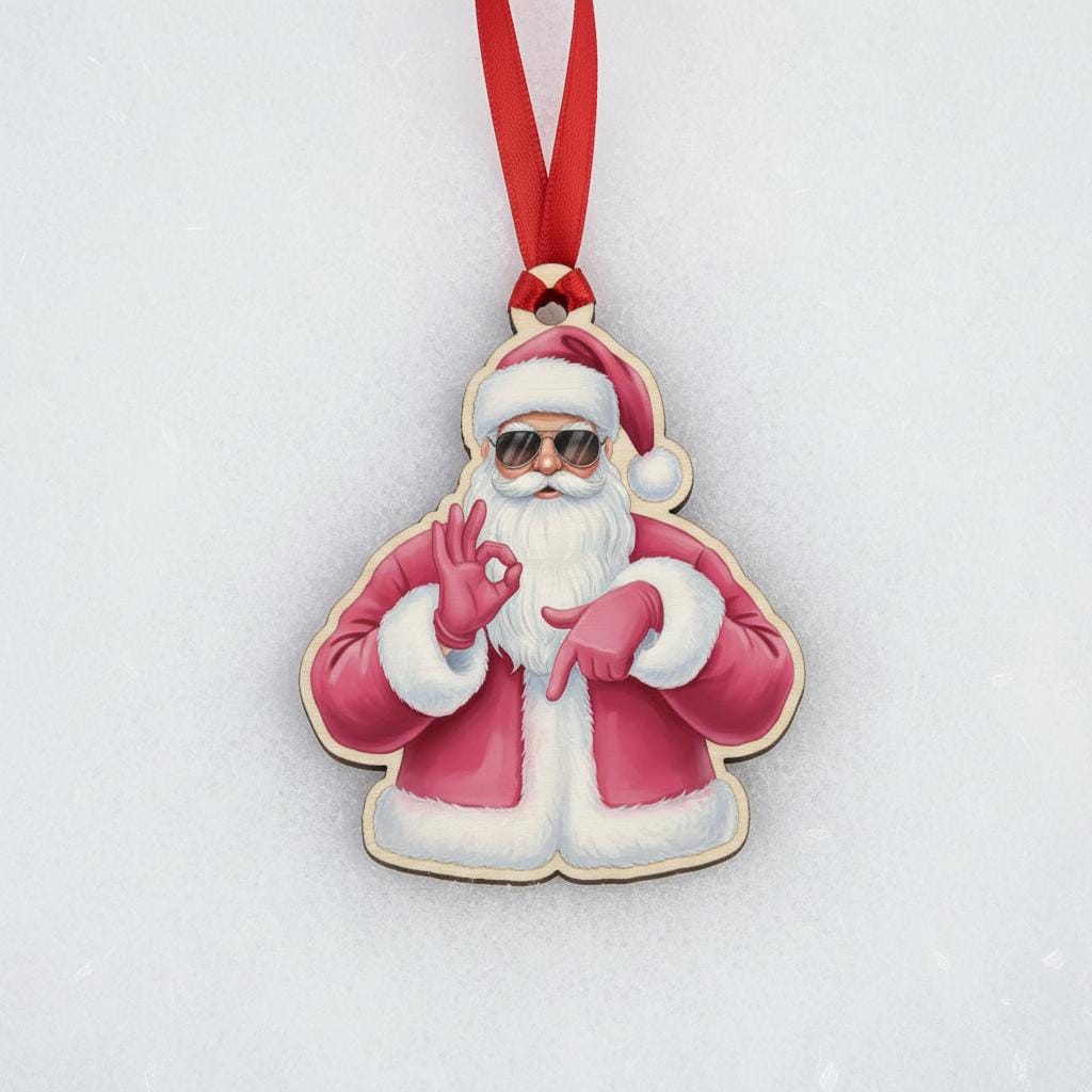 Wood 67 Ornament: Funny Six Seven Christmas Santa Claus Design Holiday Hanging