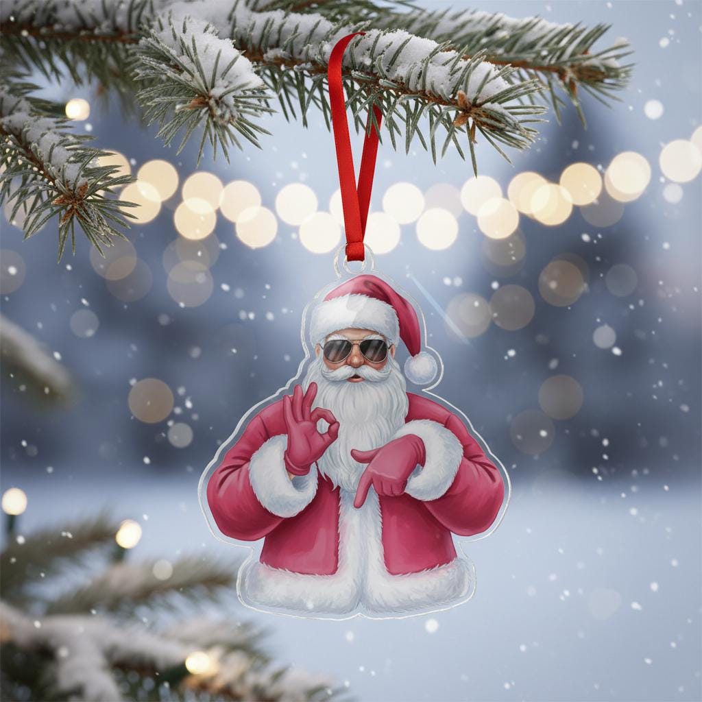 Wood 67 Ornament: Funny Six Seven Christmas Santa Claus Design Holiday Hanging