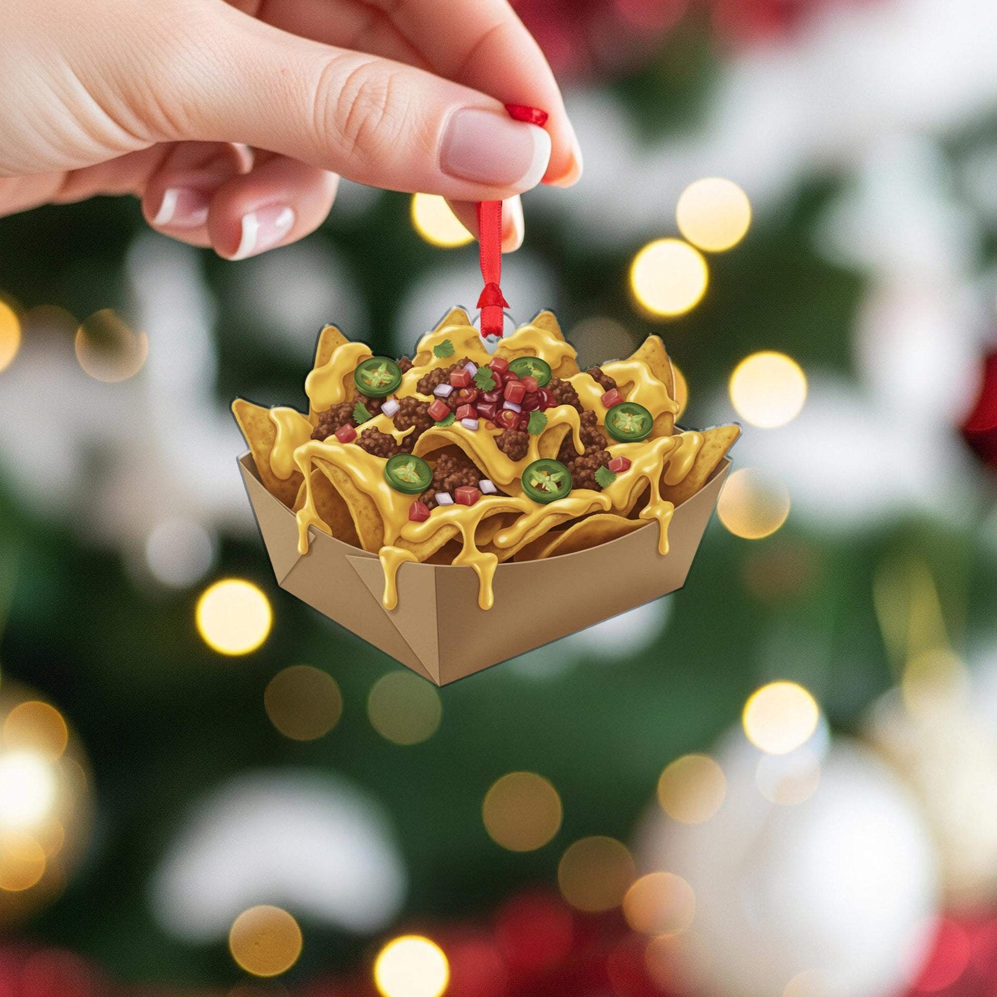 Nachos Ornament – Resin Christmas Tree Decoration with Cheese and Jalapeño Design