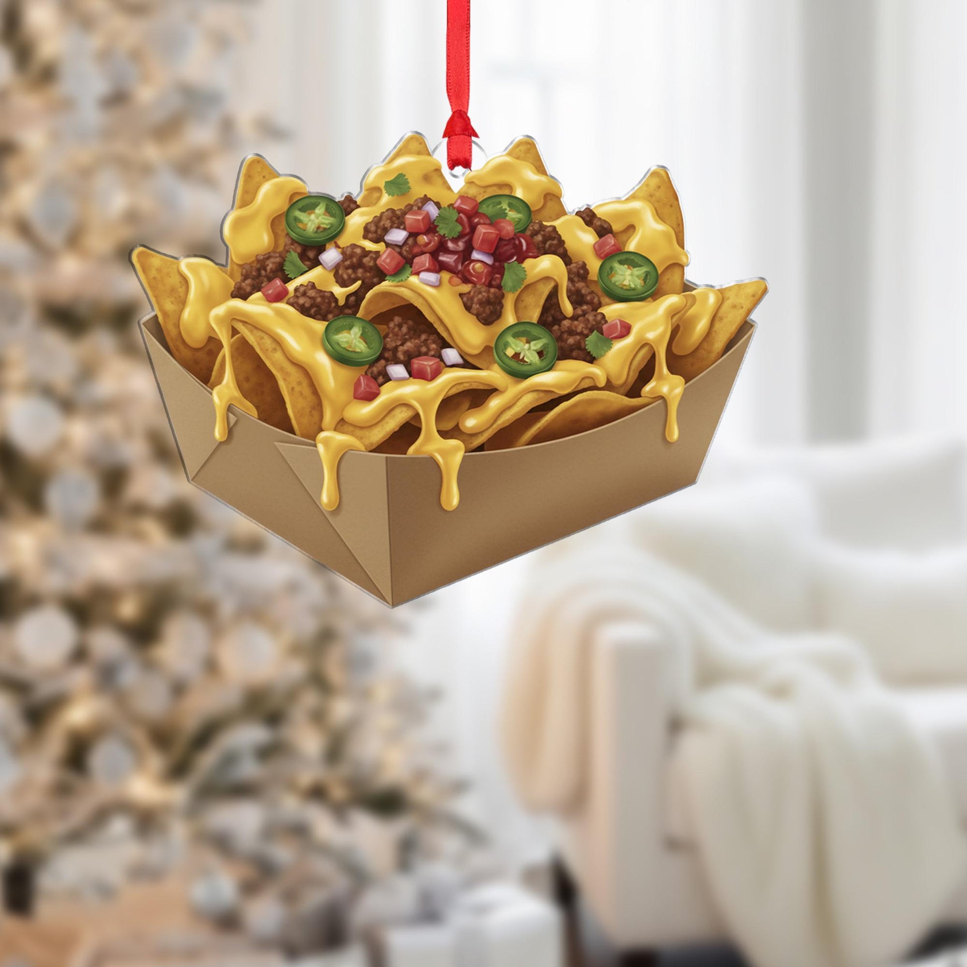Nachos Ornament – Resin Christmas Tree Decoration with Cheese and Jalapeño Design