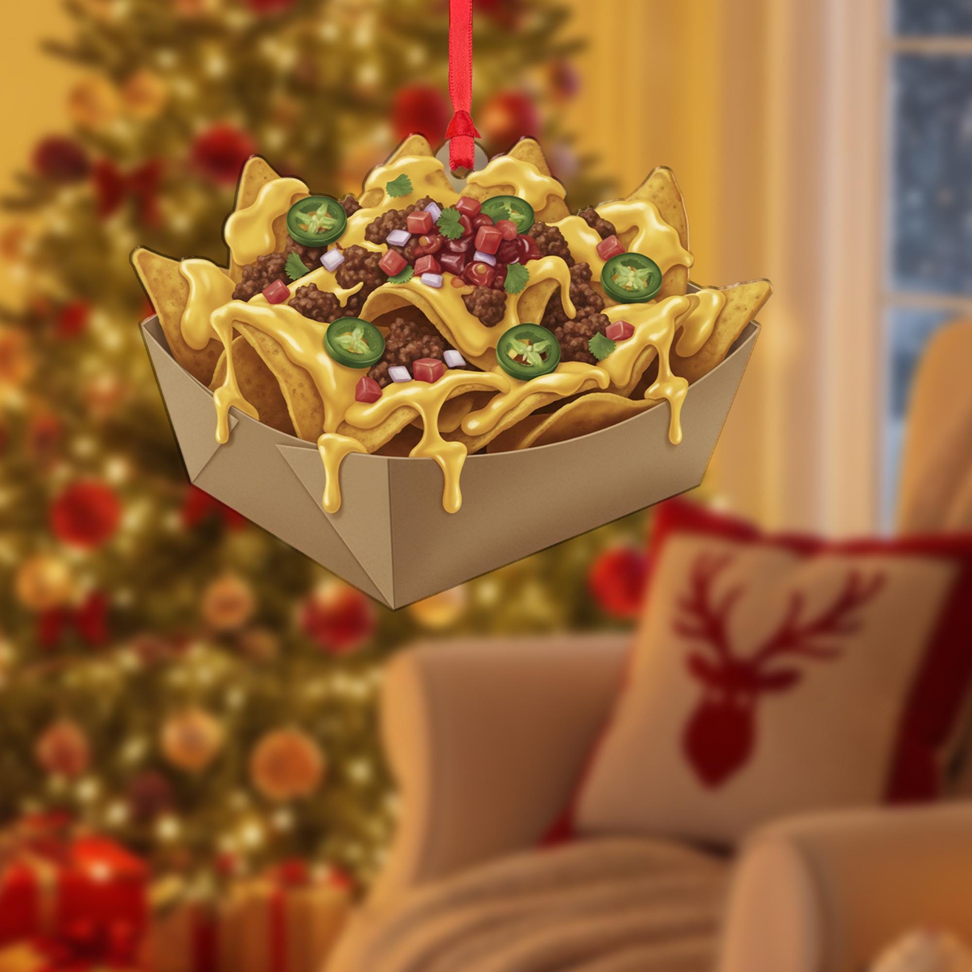 Nachos Ornament – Resin Christmas Tree Decoration with Cheese and Jalapeño Design
