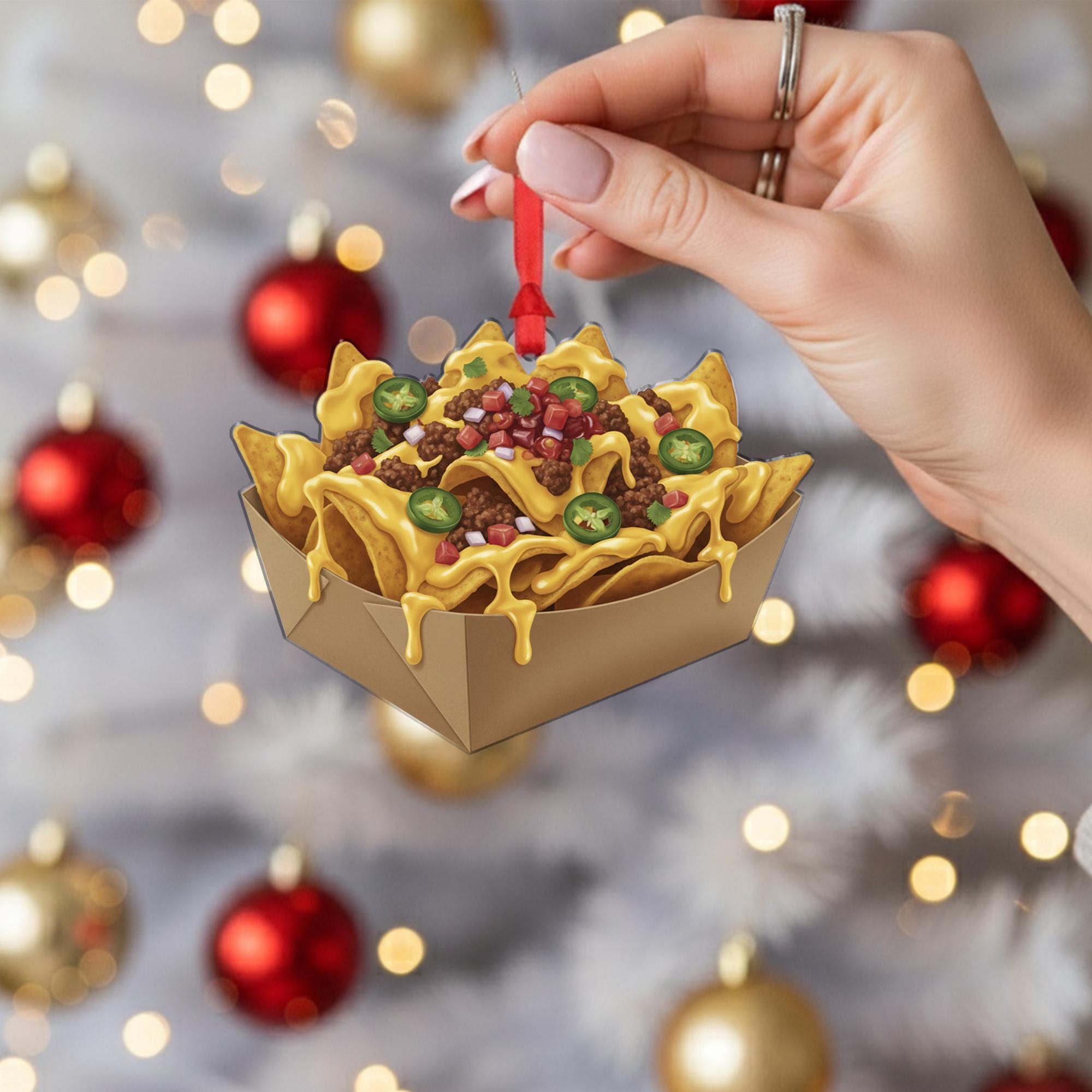 Nachos Ornament – Resin Christmas Tree Decoration with Cheese and Jalapeño Design