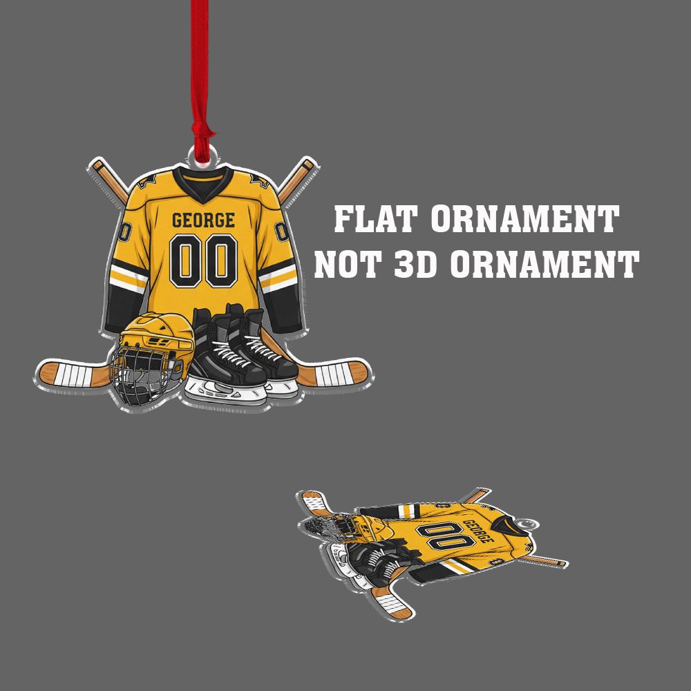 Personalized Hockey Jersey Ornament – Acrylic Skates & Helmet Decor