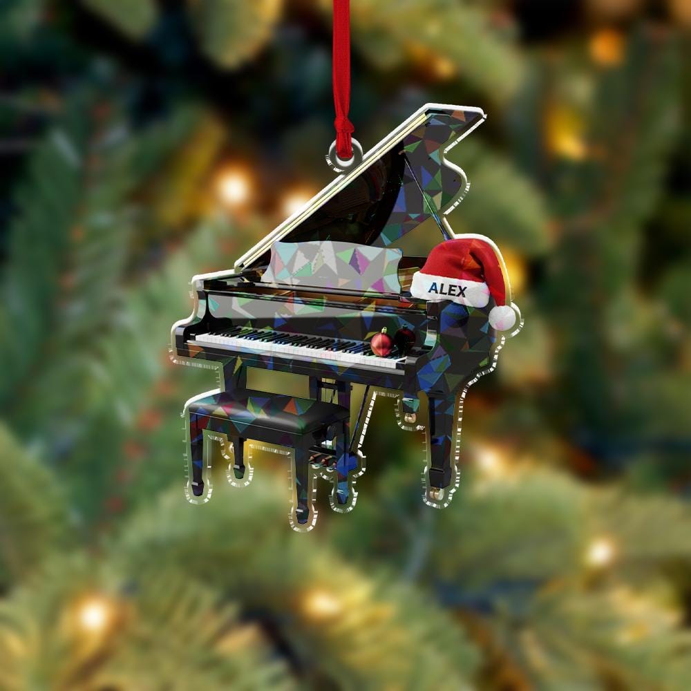Personalized Piano Hologram Ornament – Acrylic Grand Piano Charm