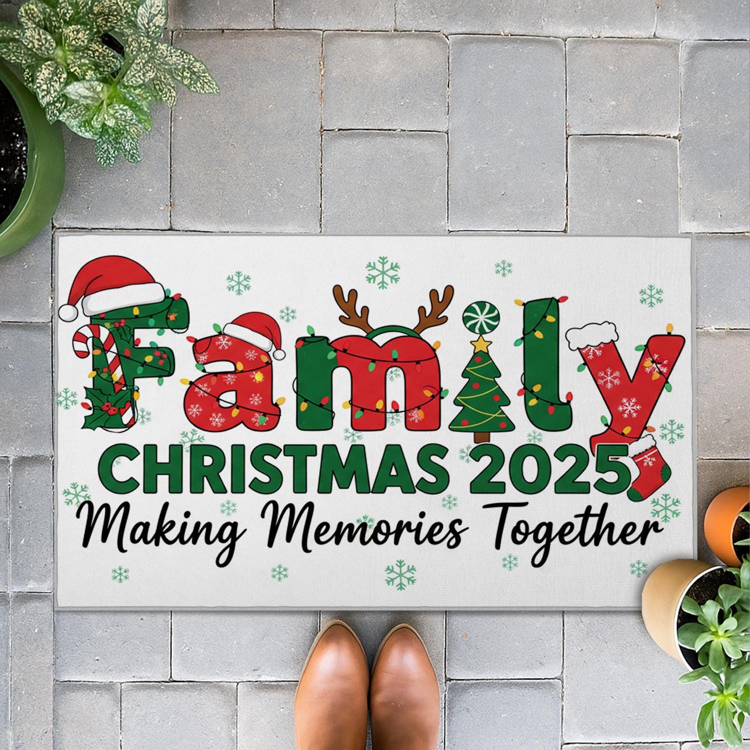 Family Christmas 2025 Doormat – Indoor Outdoor Holiday Entrance Mat