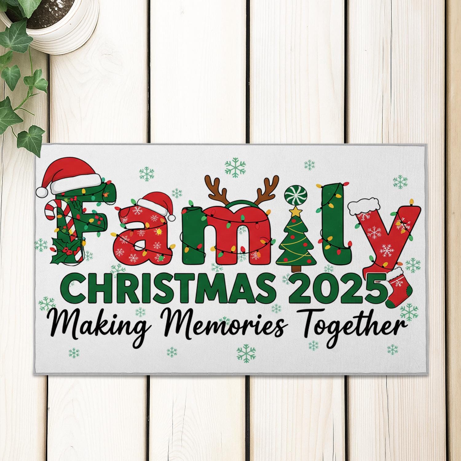 Family Christmas 2025 Doormat – Indoor Outdoor Holiday Entrance Mat