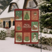Merry Christmas Collage Garden Flag: Double-Sided Outdoor Banner