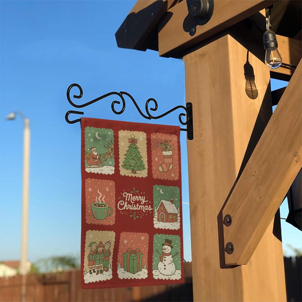 Merry Christmas Collage Garden Flag: Double-Sided Outdoor Banner