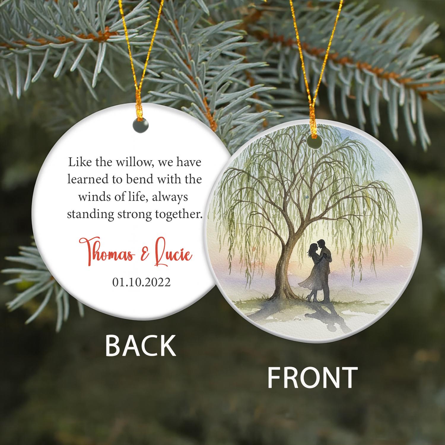 Ceramic Ornament: 9th Anniversary Willow Tree Keepsake – Couple Silhouette Decoration