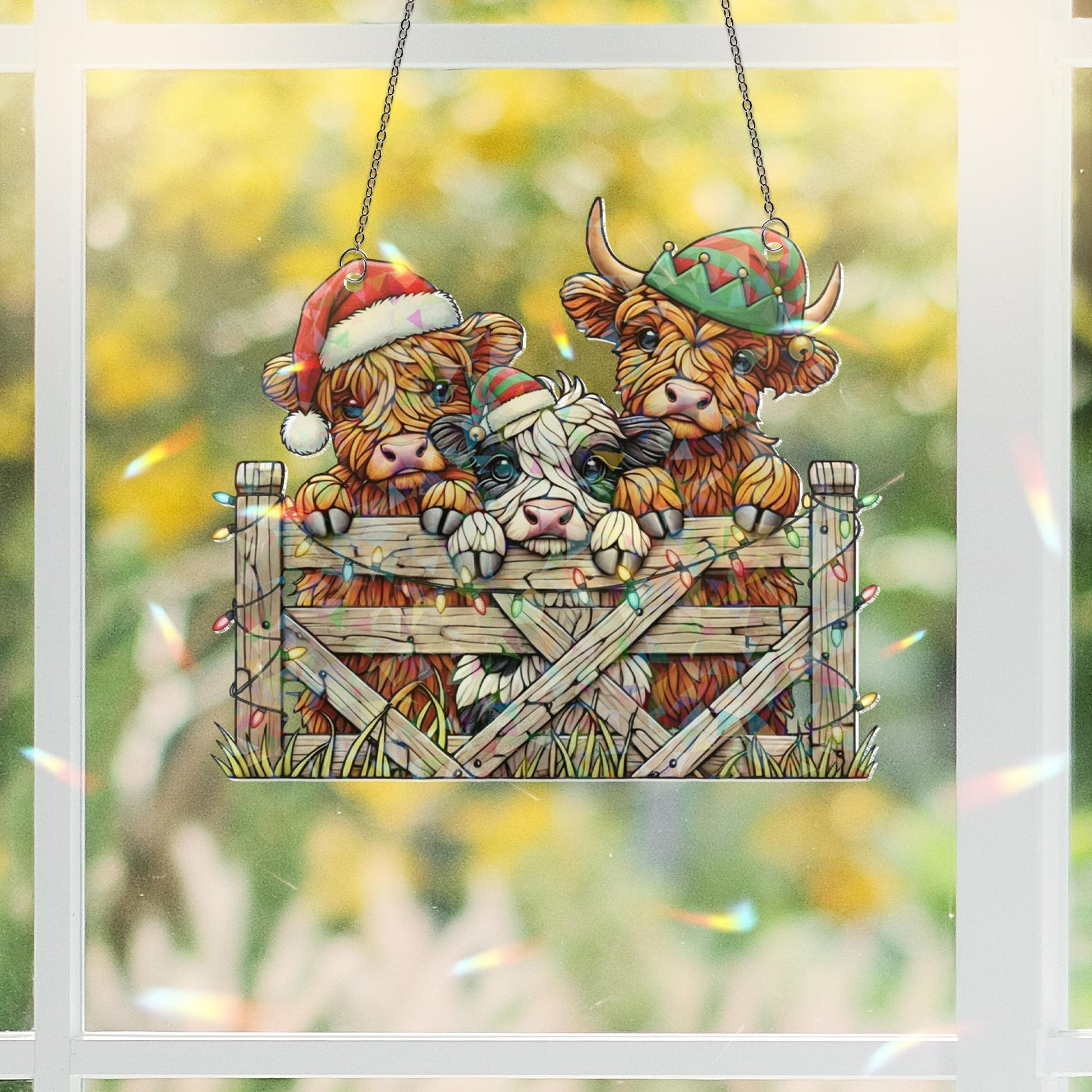 Hologram Cow Window Hanging Ornament – Christmas Farm Suncatcher