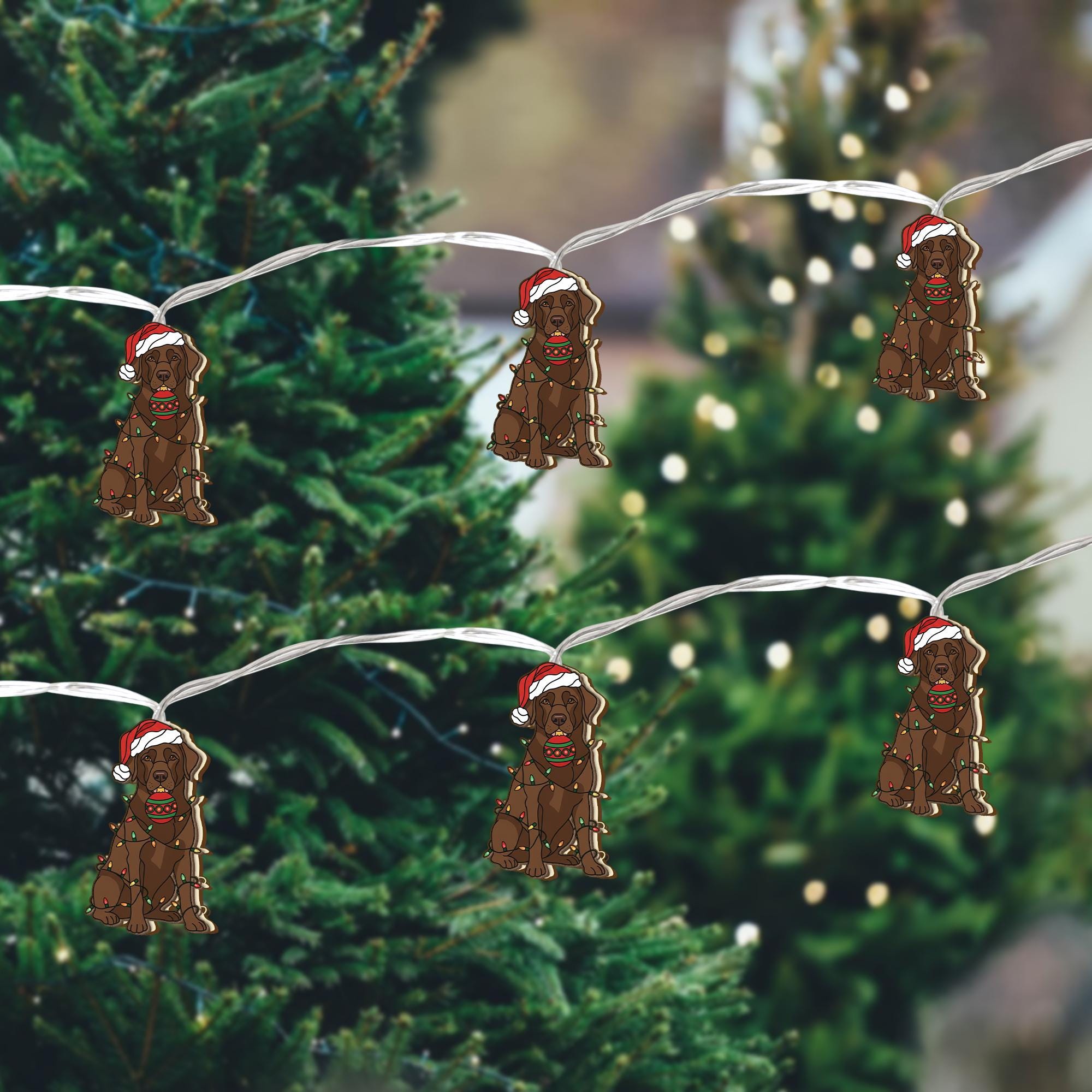 Chocolate Labrador String Lights – Christmas Dog Fairy Light Decor for Pet Lovers