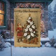 Tis The Season Rugby Garden Flag – Santa Christmas Outdoor Yard Banner for Sports Fans
