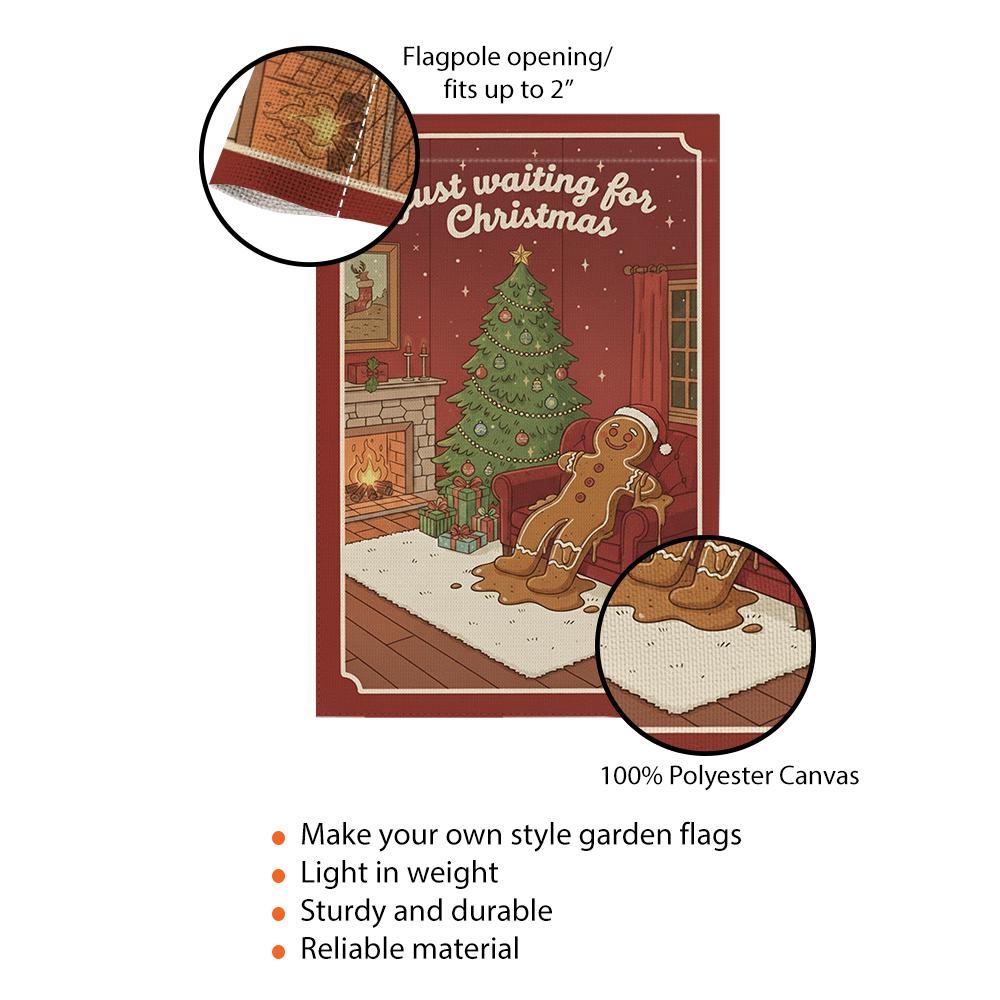Christmas Garden Flag: “Just Waiting for Christmas” Banner – Outdoor Holiday Decor