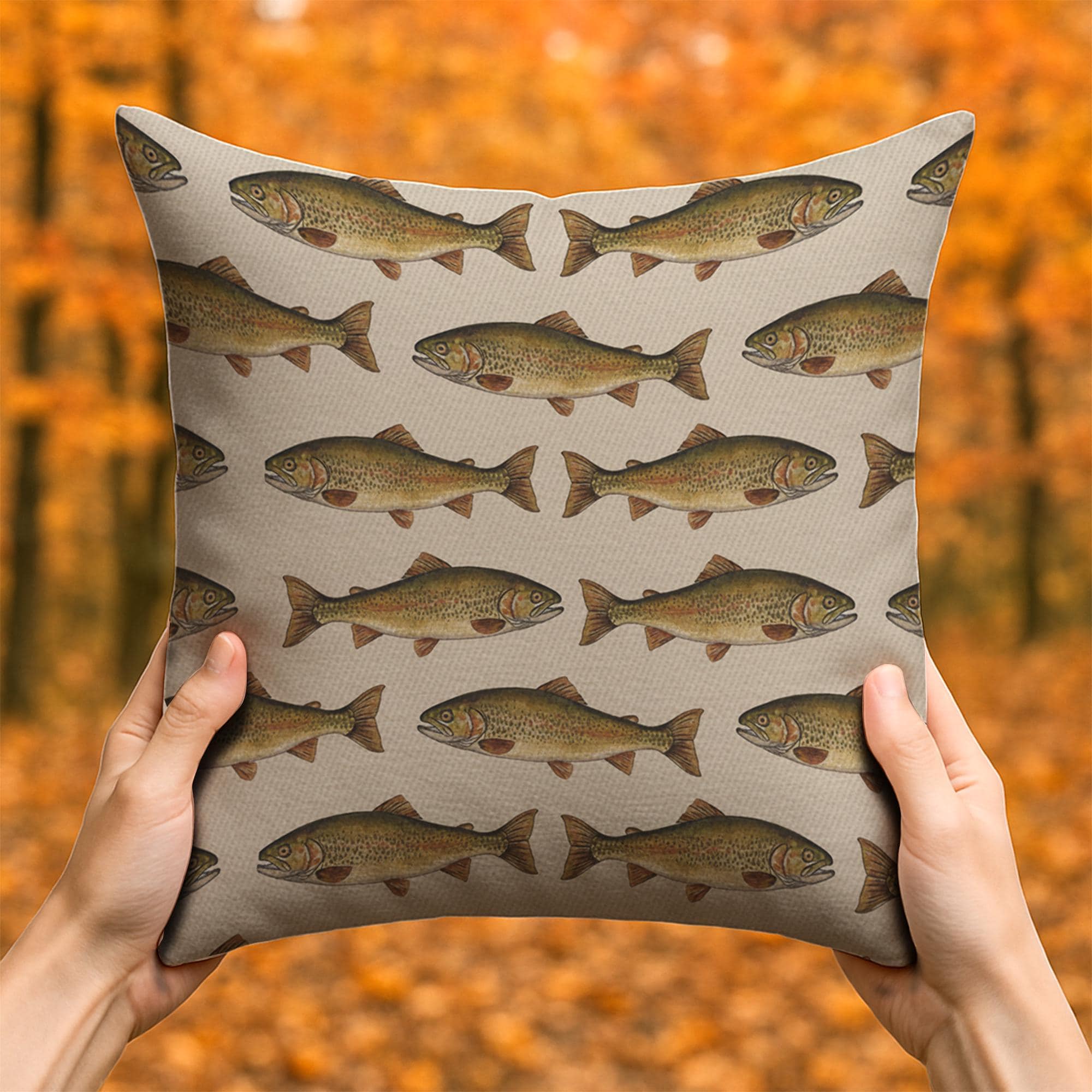 Trout Fish Pillow | Rustic Fishing Cabin Decor | Lake House Throw Pillow image 3