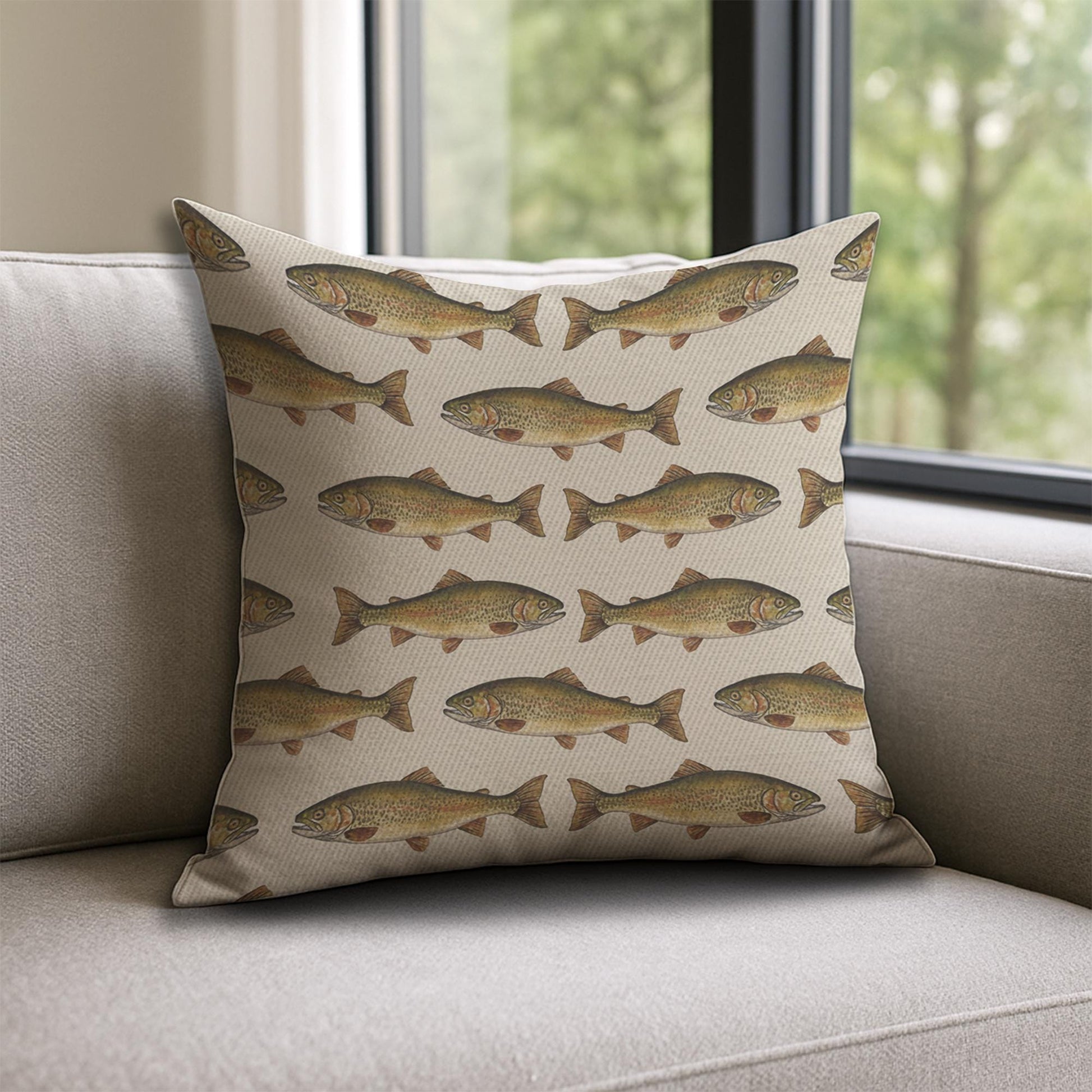 Trout Fish Pillow | Rustic Fishing Cabin Decor | Lake House Throw Pillow image 5