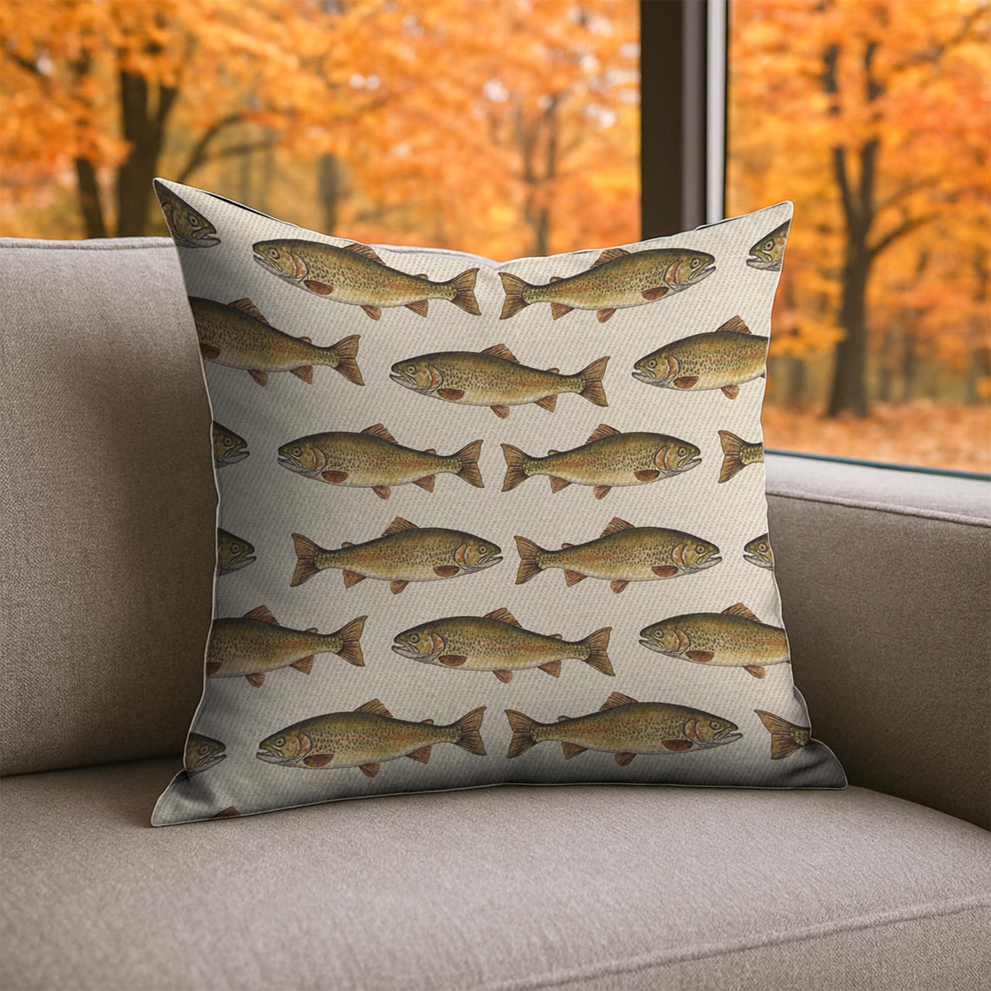 Trout Fish Pillow | Rustic Fishing Cabin Decor | Lake House Throw Pillow image 2