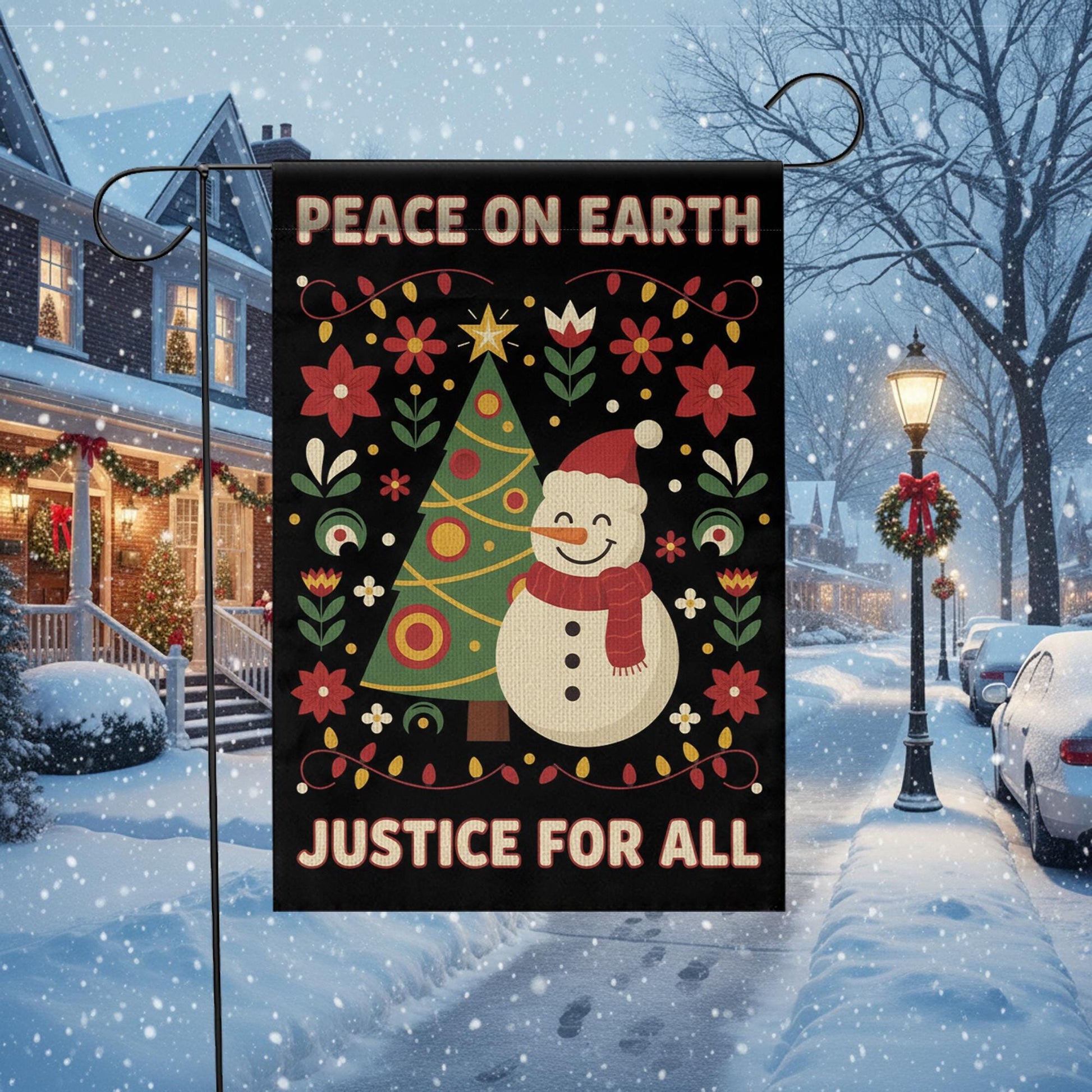 Peace on Earth Justice Flag: Human Rights Holiday Decor image 3