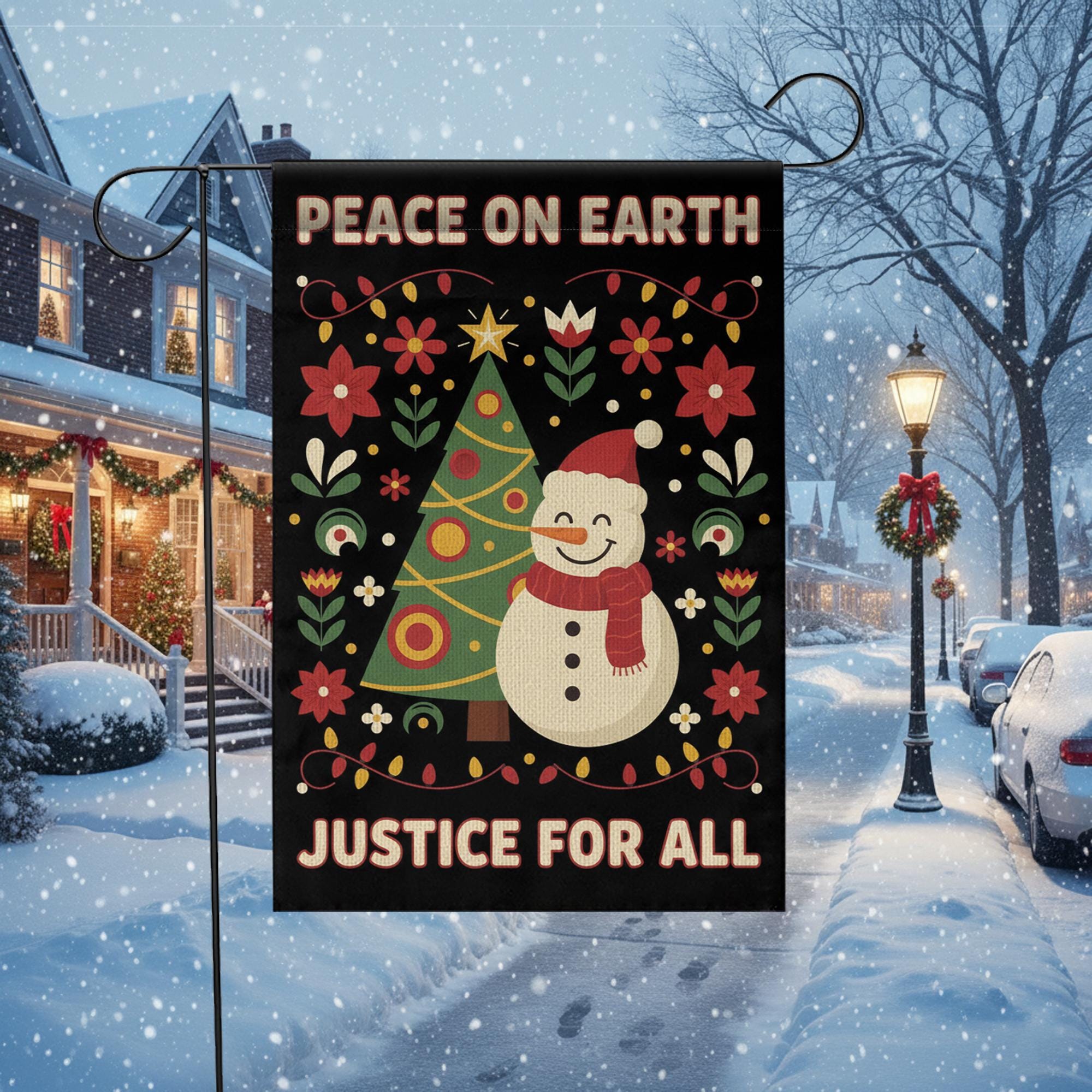 Peace on Earth Justice Flag: Human Rights Holiday Decor image 3