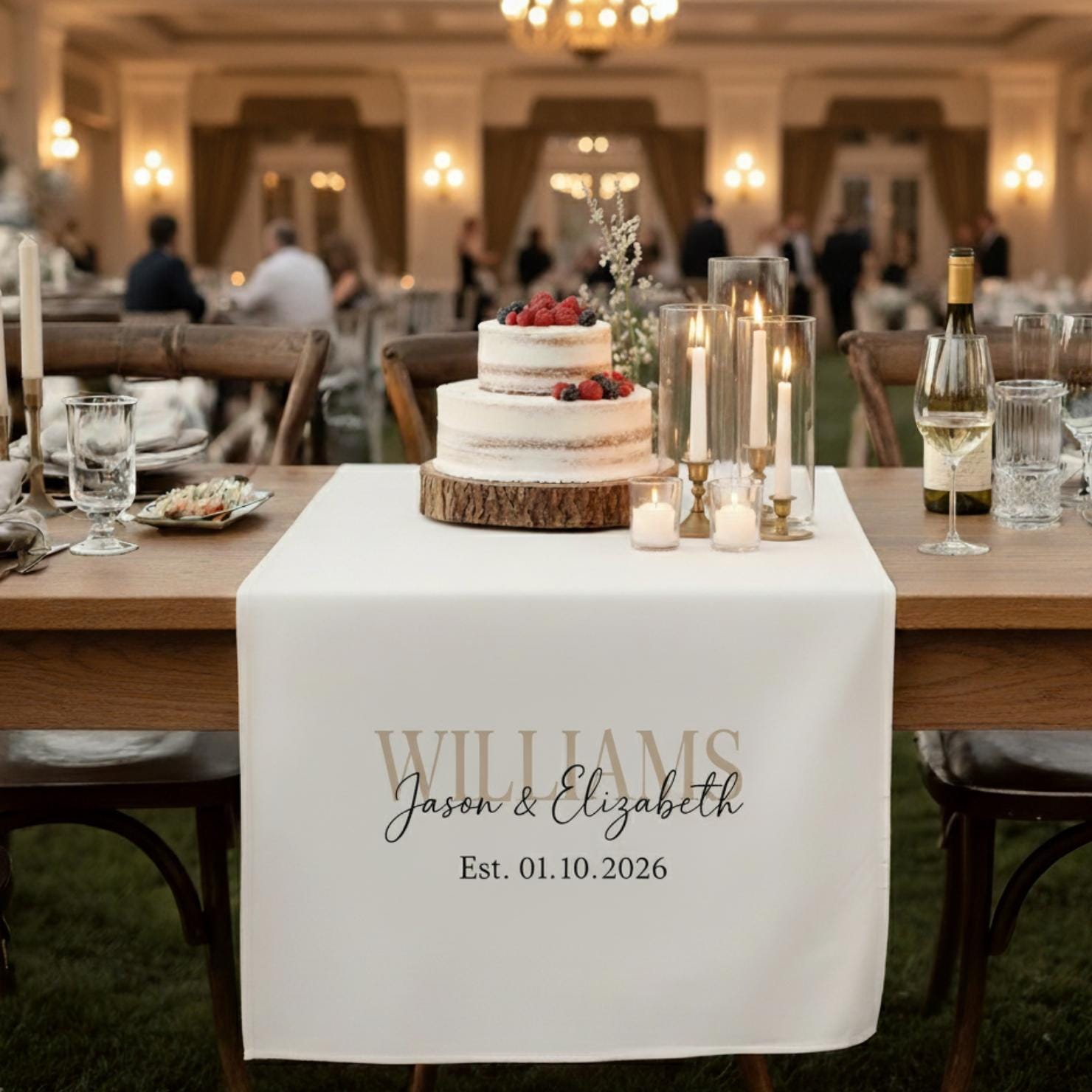 Custom Wedding Table Sign: Personalized Last Name Decor image 1