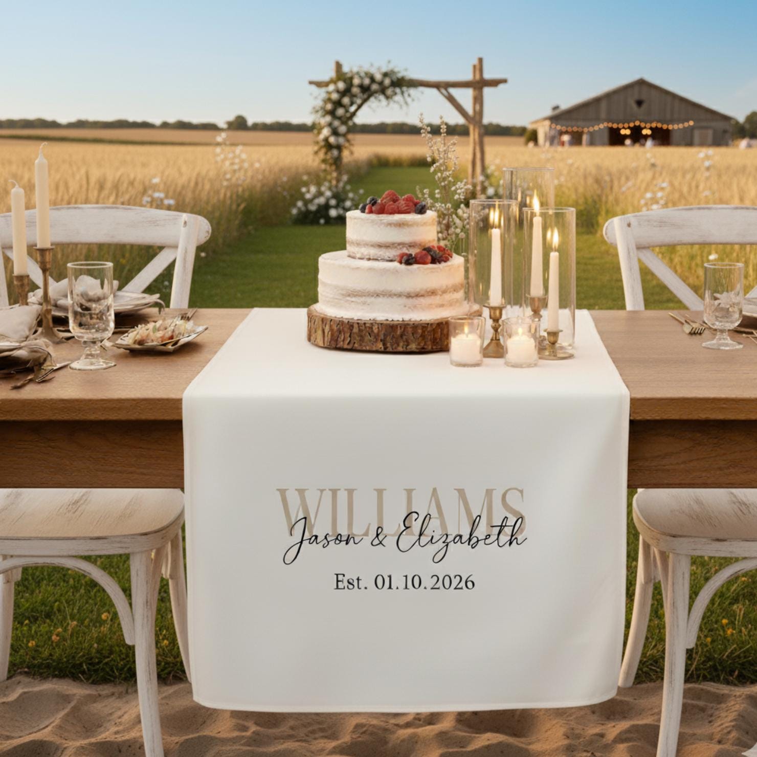 Custom Wedding Table Sign: Personalized Last Name Decor image 3