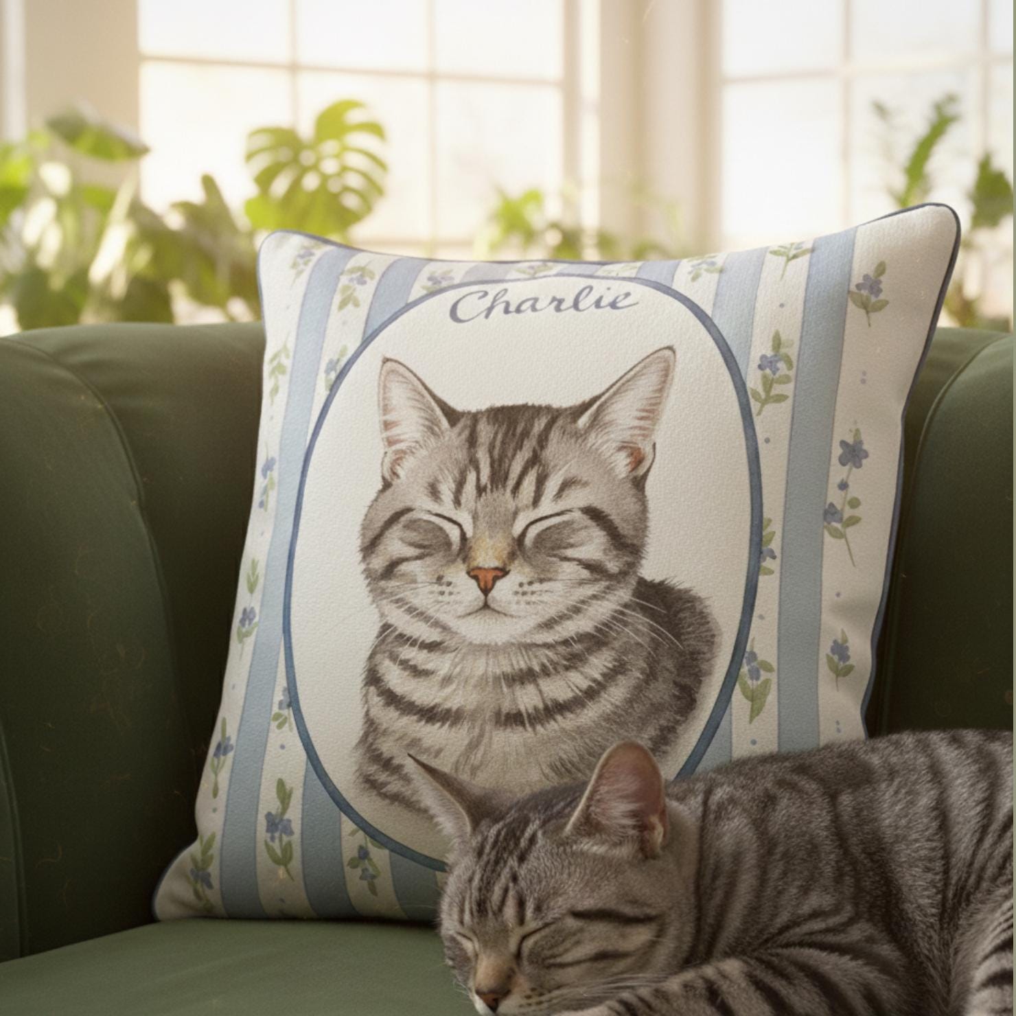 Custom Pet Portrait Pillow: Personalized Dog or Cat Throw Pillow image 3