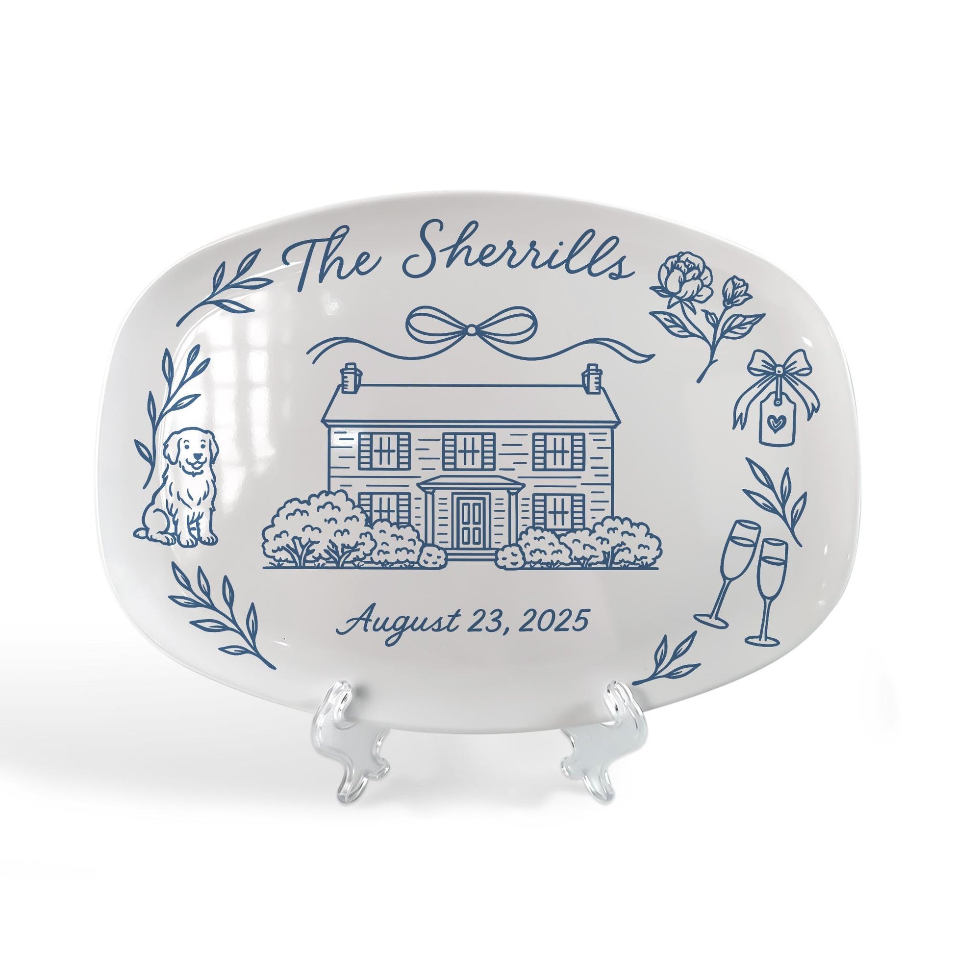 Custom House Wedding Platter: Personalized Pet and Home Design Plate - DECOR only image 3