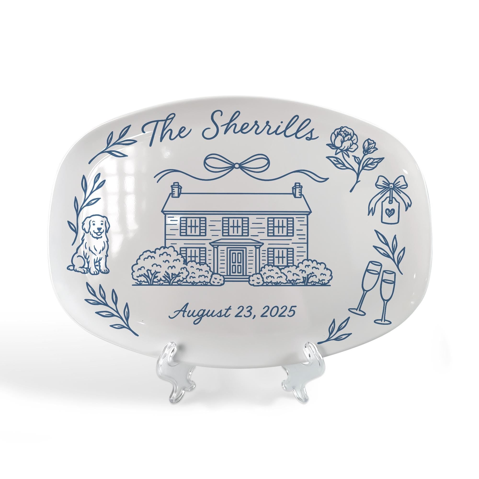 Custom House Wedding Platter: Personalized Pet and Home Design Plate - DECOR only image 3
