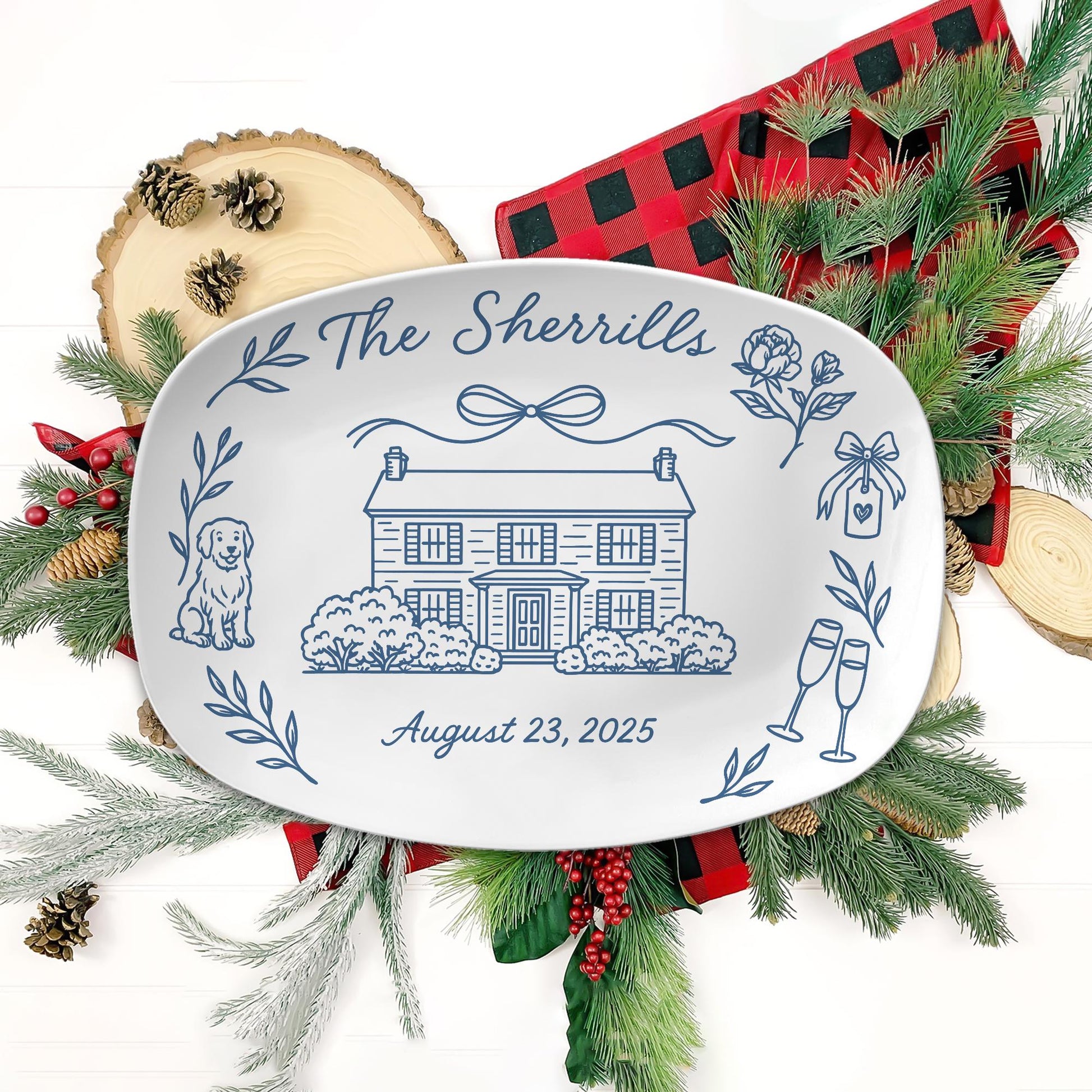 Custom House Wedding Platter: Personalized Pet and Home Design Plate - DECOR only image 5