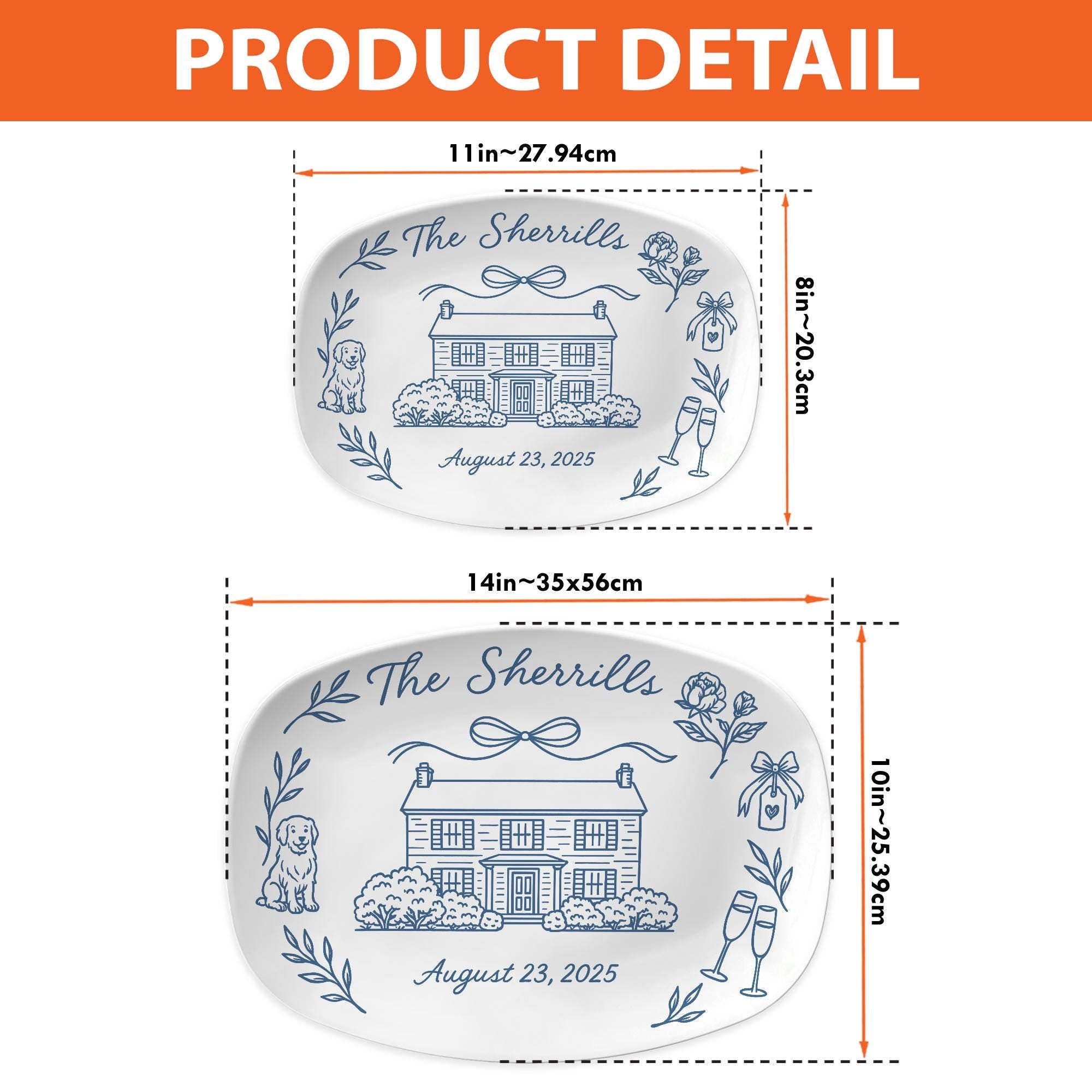 Custom House Wedding Platter: Personalized Pet and Home Design Plate - DECOR only image 7