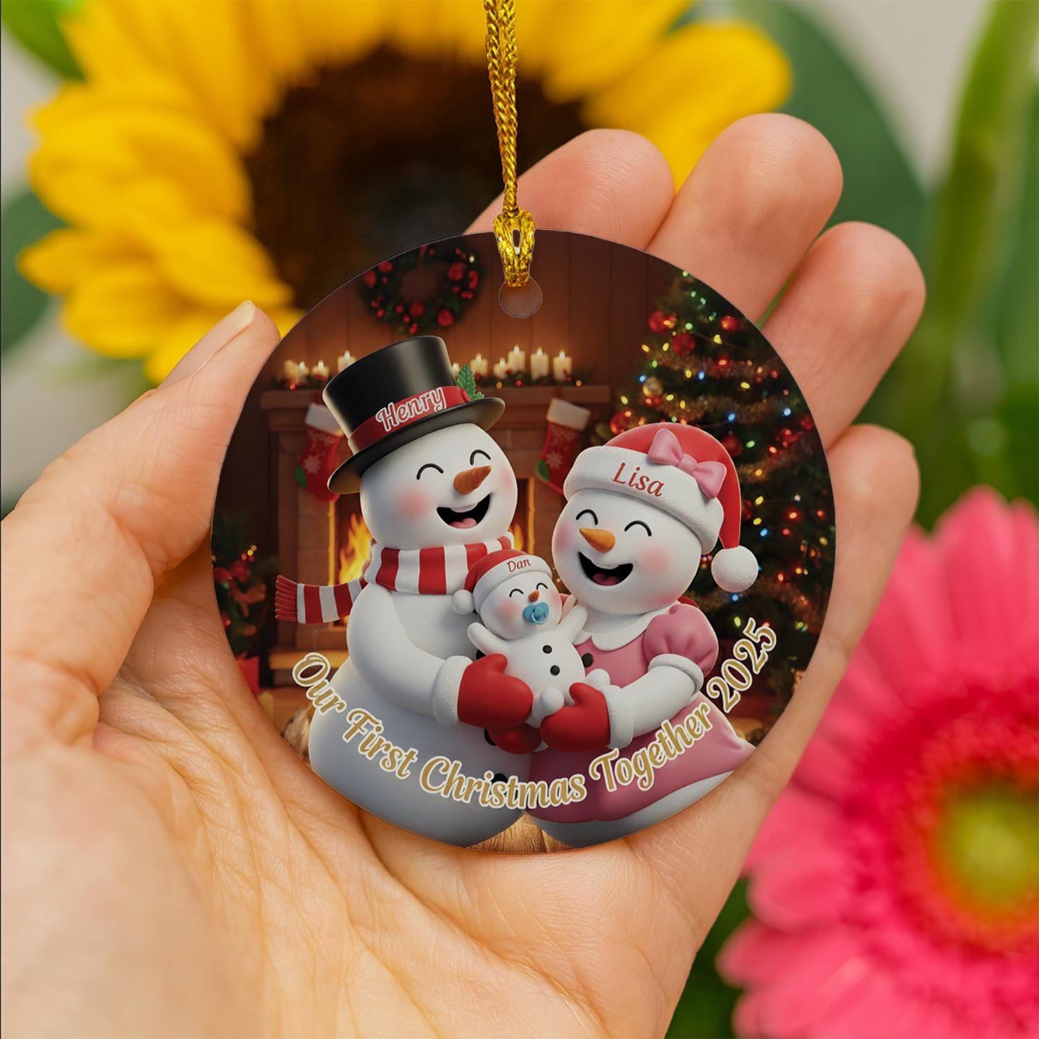 Personalized Snowman Family Ornament: First Christmas Together, Custom Ceramic image 4