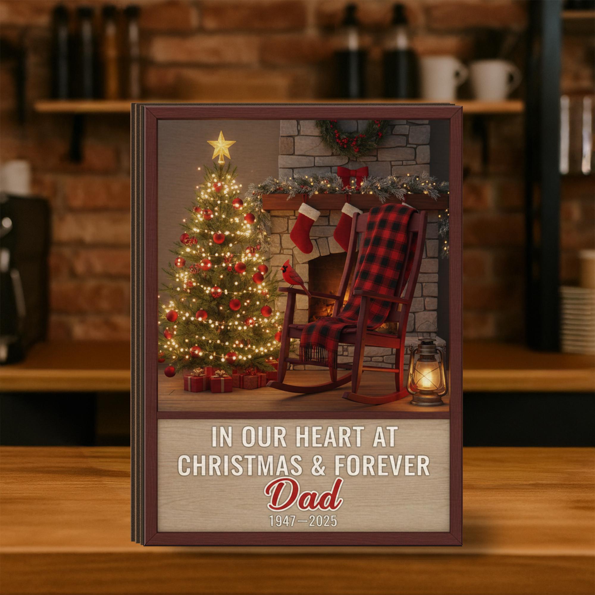 Dad Memorial Wood Block, Empty Rocking Chair Sign, Cardinal Christmas Remembrance Plaque image 1