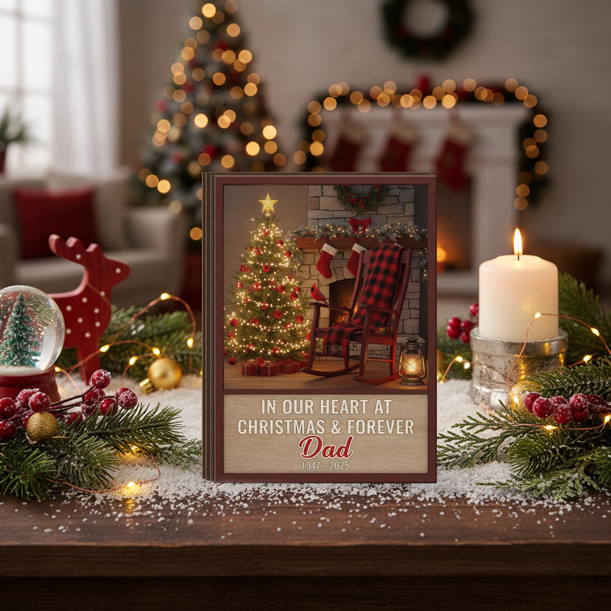 Dad Memorial Wood Block, Empty Rocking Chair Sign, Cardinal Christmas Remembrance Plaque image 4
