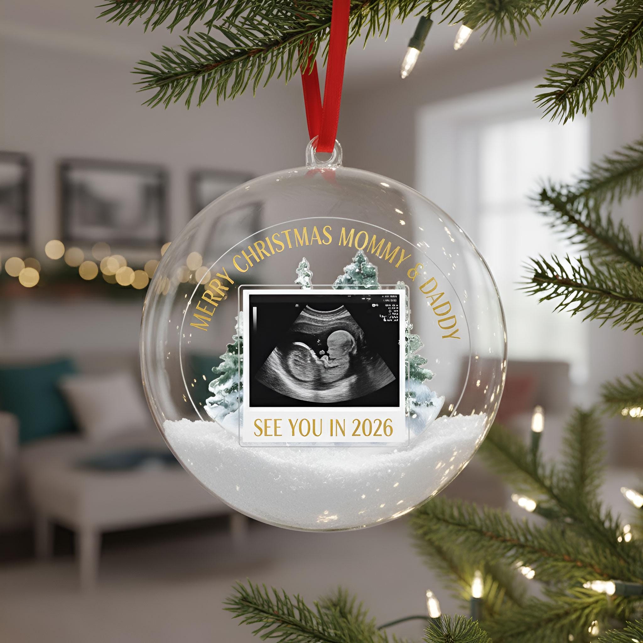 Personalized Sonogram Christmas 3D Ball Ornament: Keepsake for Expecting Parents image 4