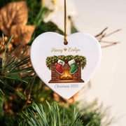 Personalized Heart-Shape Ornament – Fireplace & Stocking Design Christmas 2025 Hanging Decoration image 1