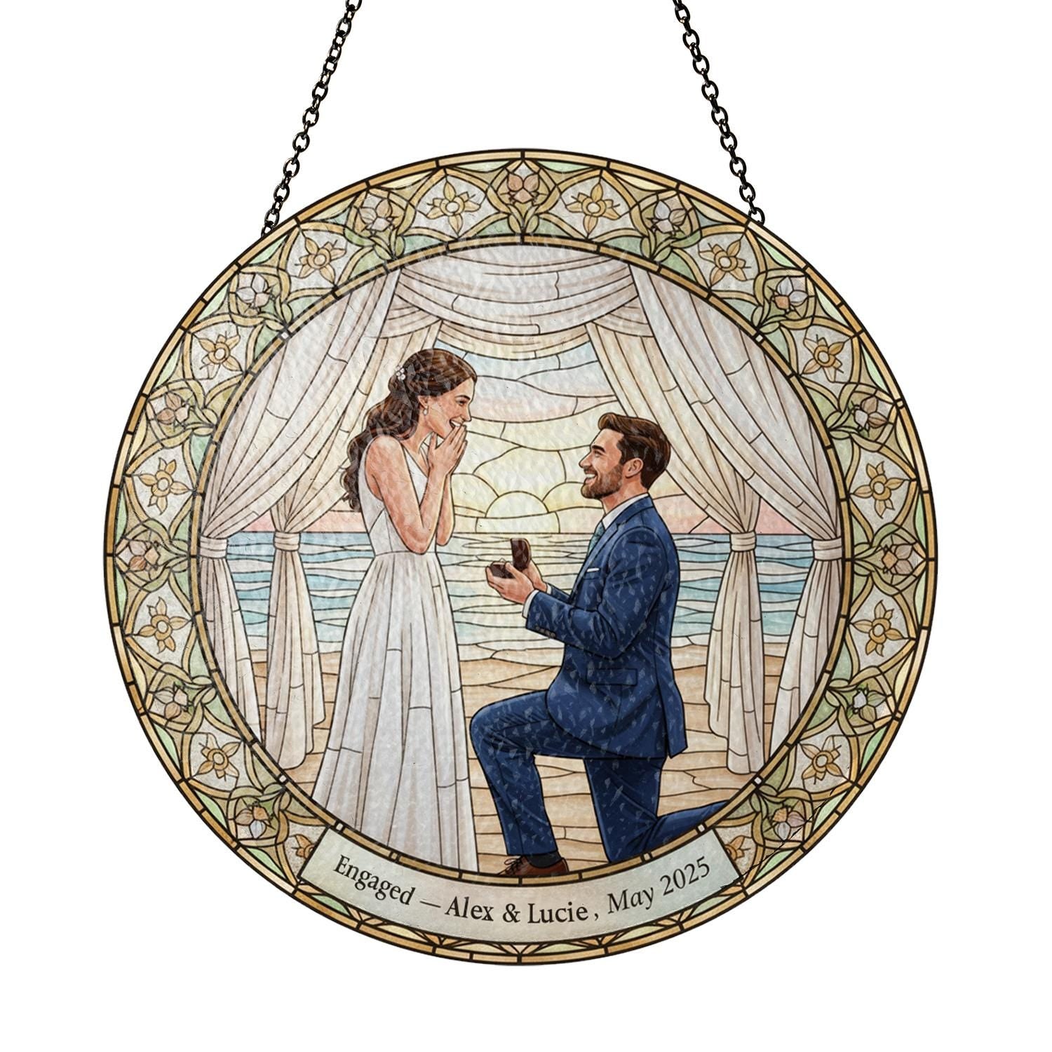 Custom Engagement Photo Suncatcher - Personalized Couple Window Hanging Gift image 5
