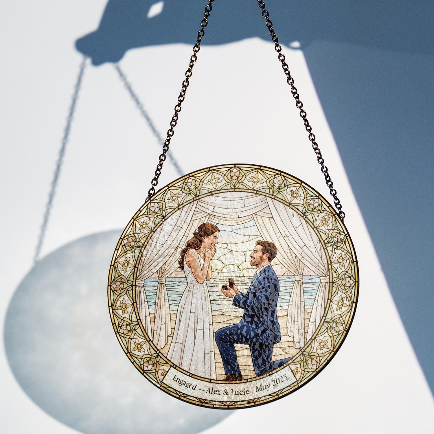 Custom Engagement Photo Suncatcher - Personalized Couple Window Hanging Gift image 4