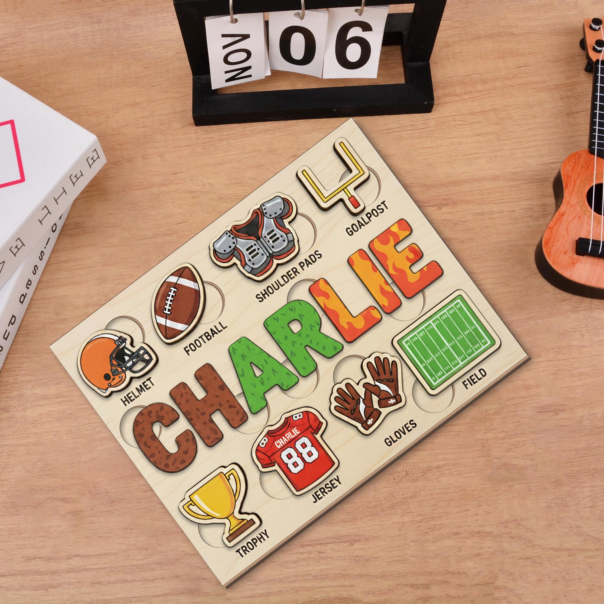 Personalized Wooden Sports Puzzle - Football Theme Baby Toy Gift, Christmas Gifts For Kid image 6