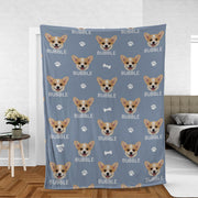 Custom Photo Dog Face Blanket: Personalized Name Throw Home Decor image 1