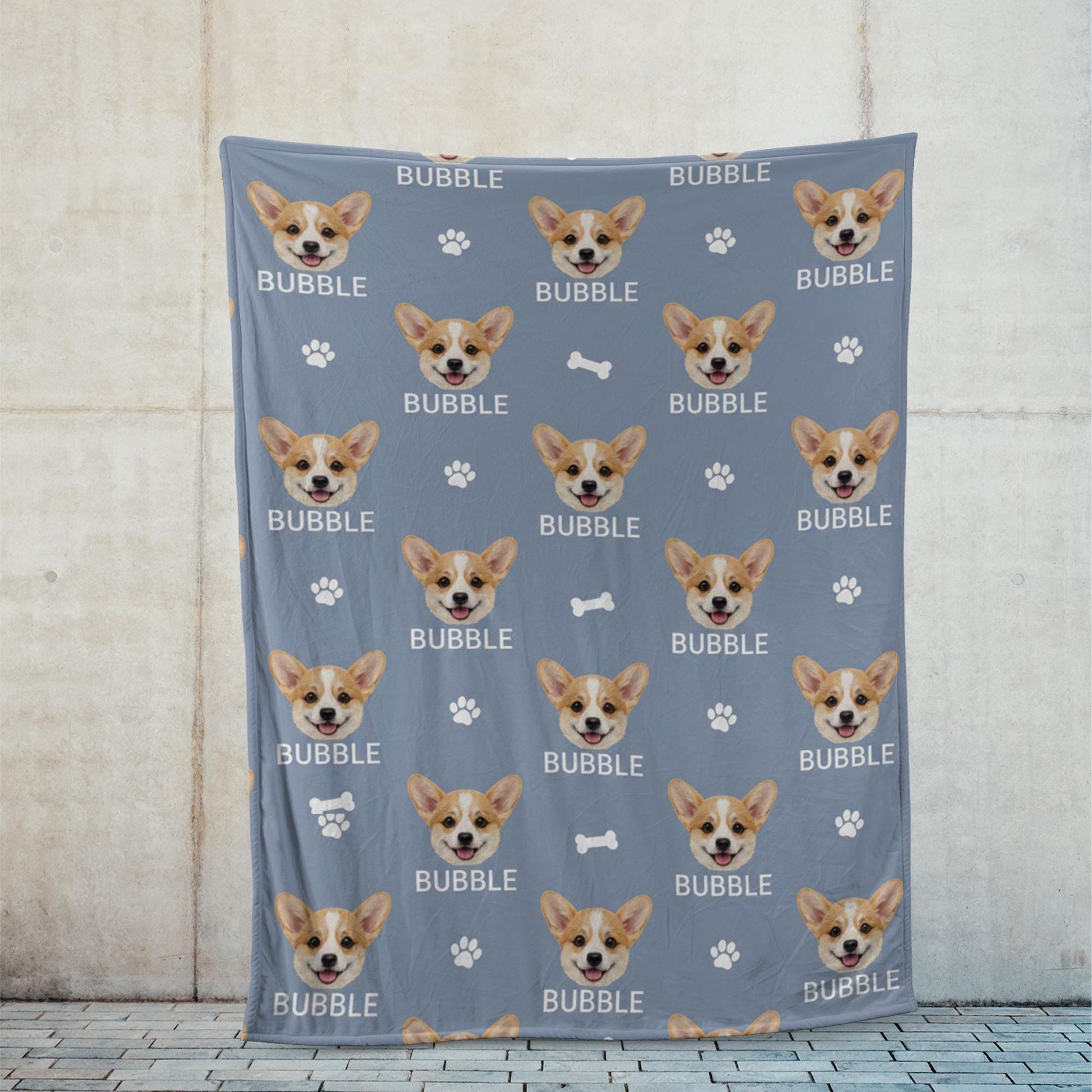 Custom Photo Dog Face Blanket: Personalized Name Throw Home Decor image 3