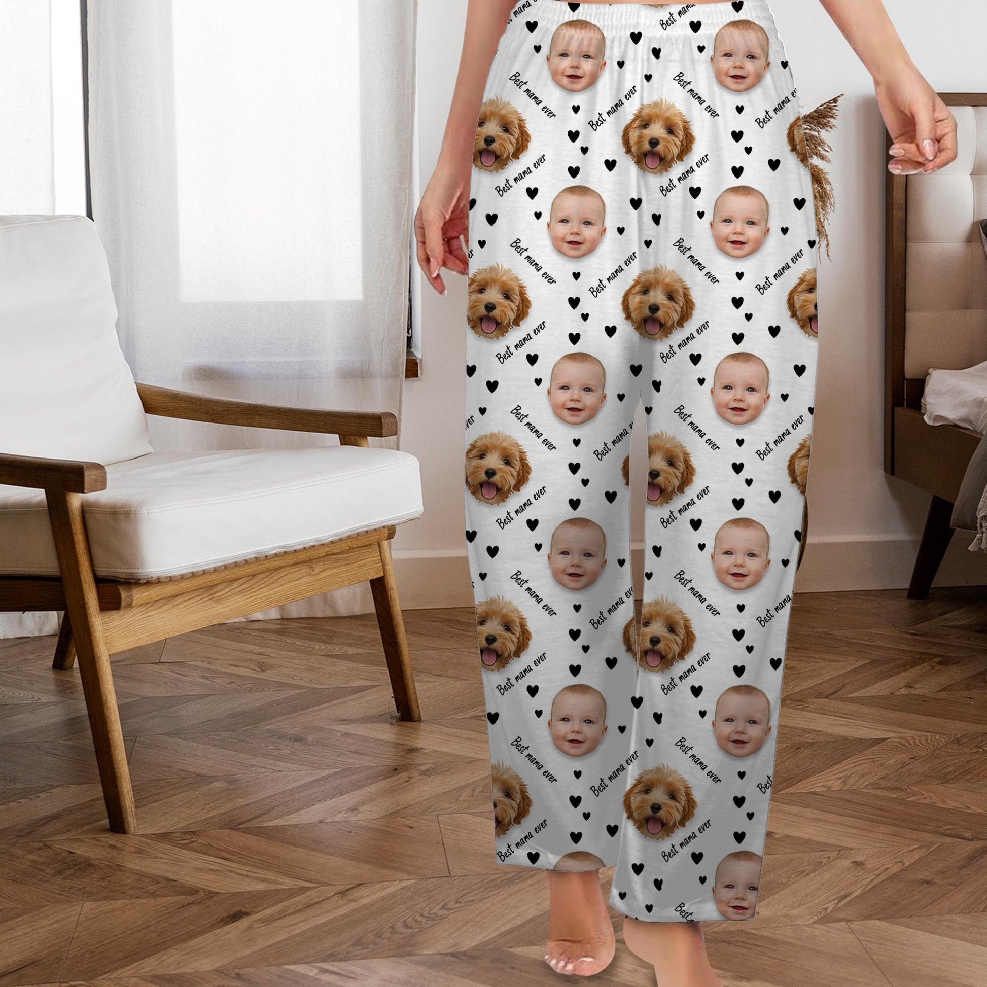Custom Photo Face Pajama Pants: Personalized Name Print, Personalized Lounge Wear image 2