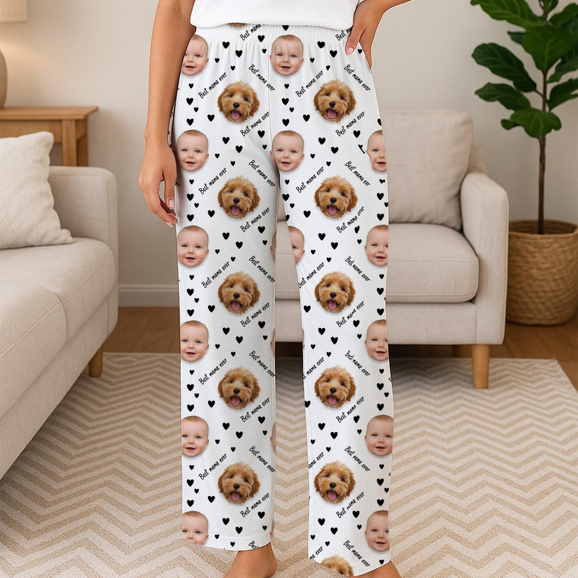 Custom Photo Face Pajama Pants: Personalized Name Print, Personalized Lounge Wear image 1