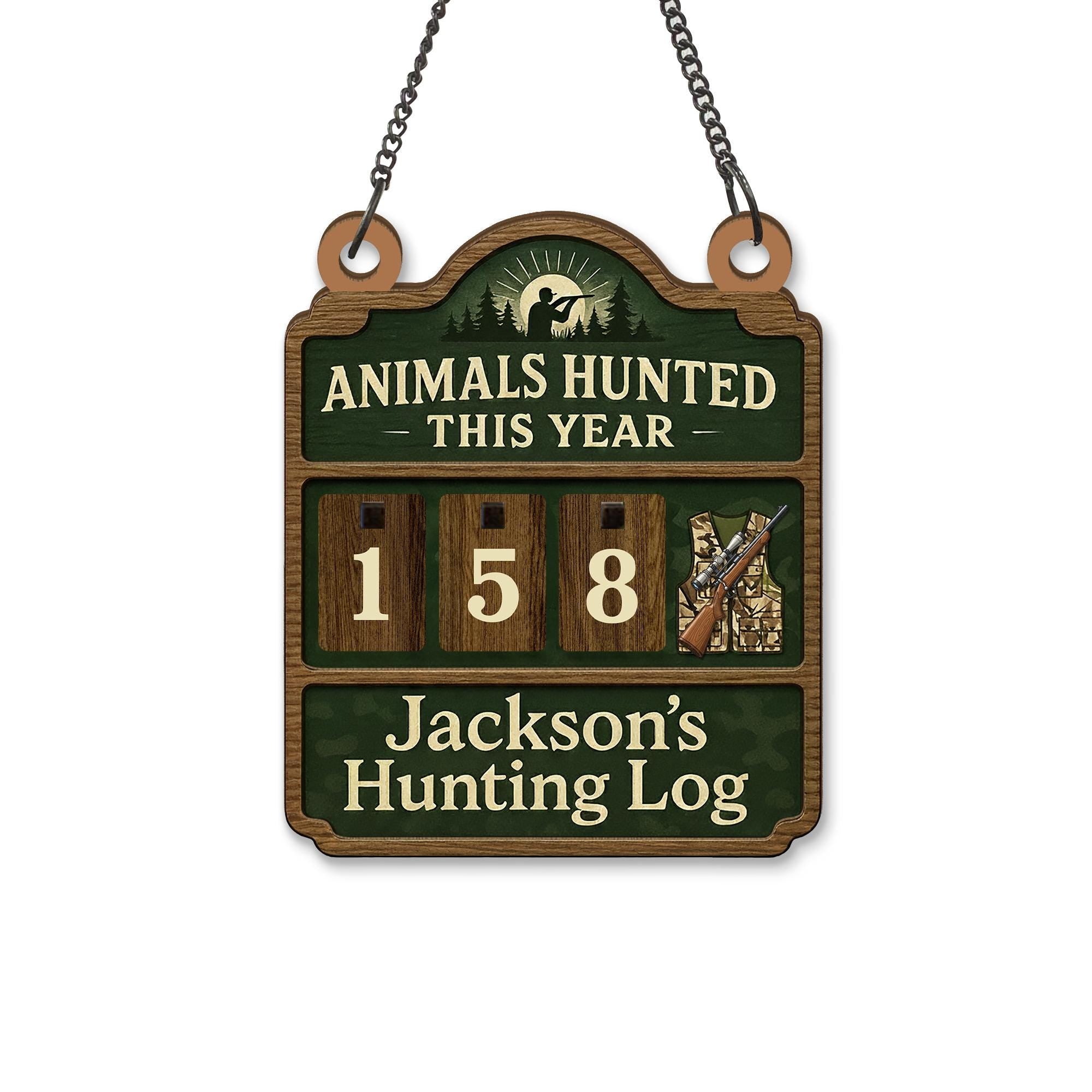 Personalized Hunting Counter - Custom Wood Hunting Log Sign, Gift for Hunter Dad image 2