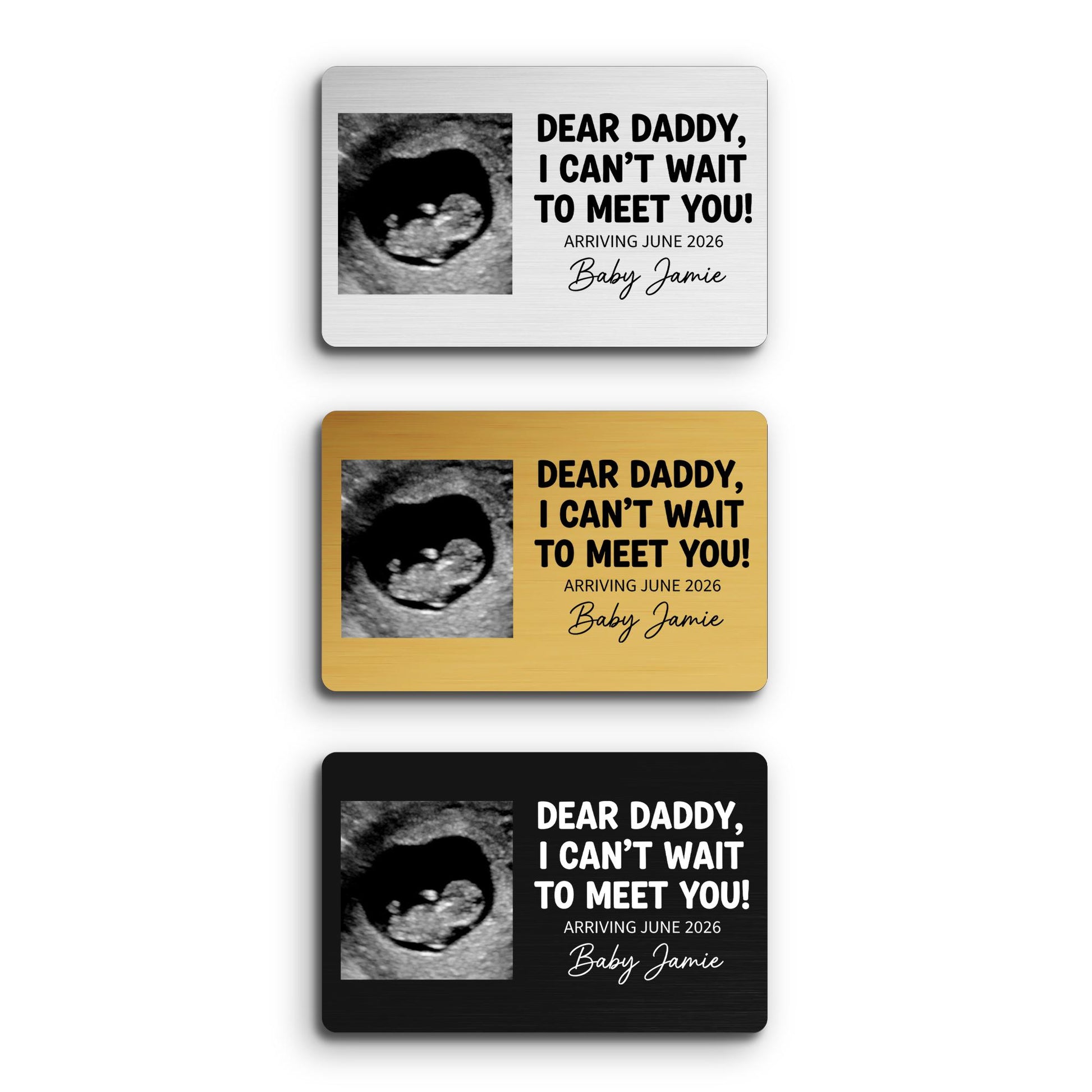 Ultrasound Photo Wallet Card - Personalized Pregnancy Announcement Keepsake Gift for Dad image 2